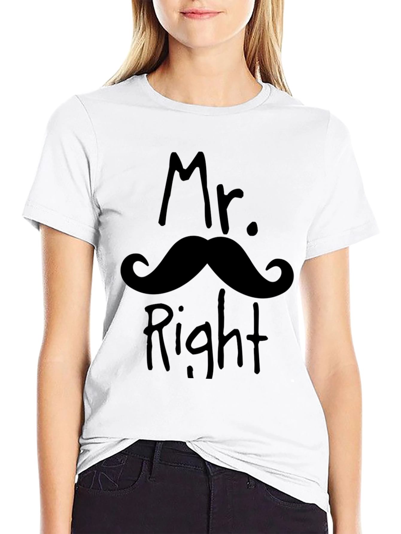 Mr. Right Mustache Graphic Novelty T-Shirt
