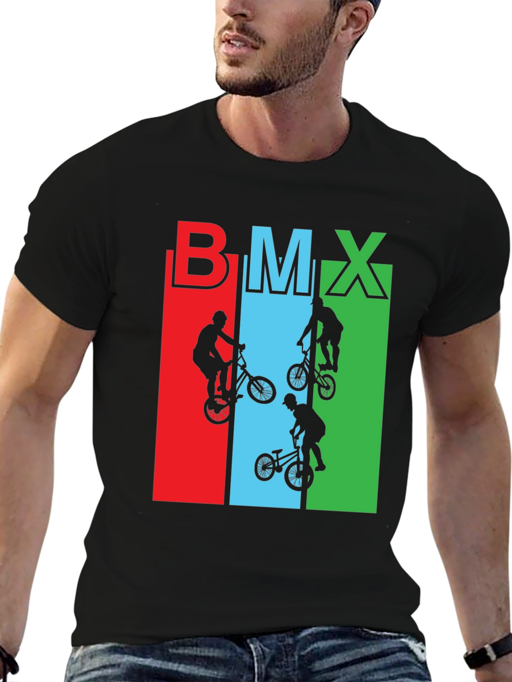 BMX Rider Graphic Tee - Black Cotton T-Shirt