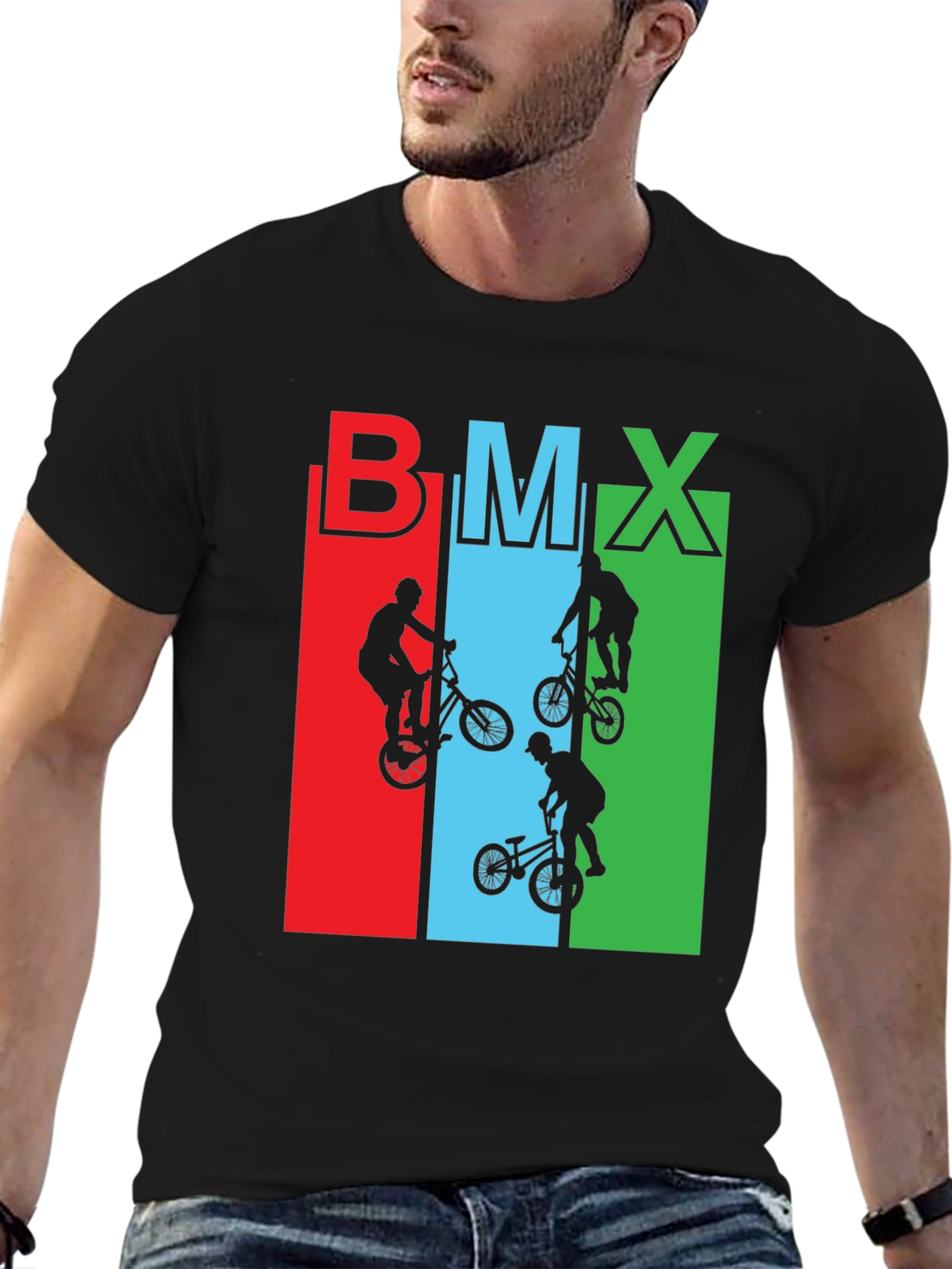 BMX Rider Graphic Tee - Black Cotton T-Shirt