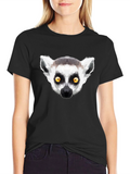 Geometric Lemur Graphic T-Shirt - Black