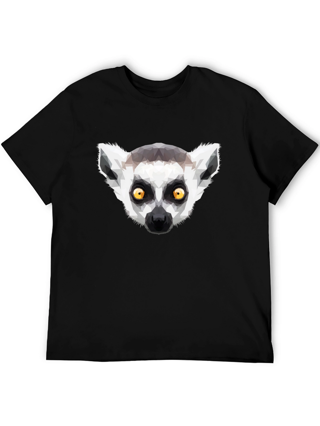 Geometric Lemur Graphic T-Shirt - Black