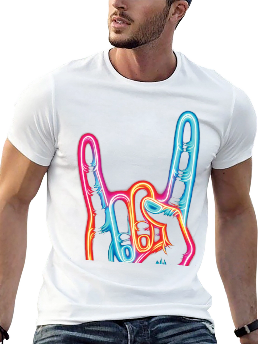 Rock On Neon Graphic T-Shirt