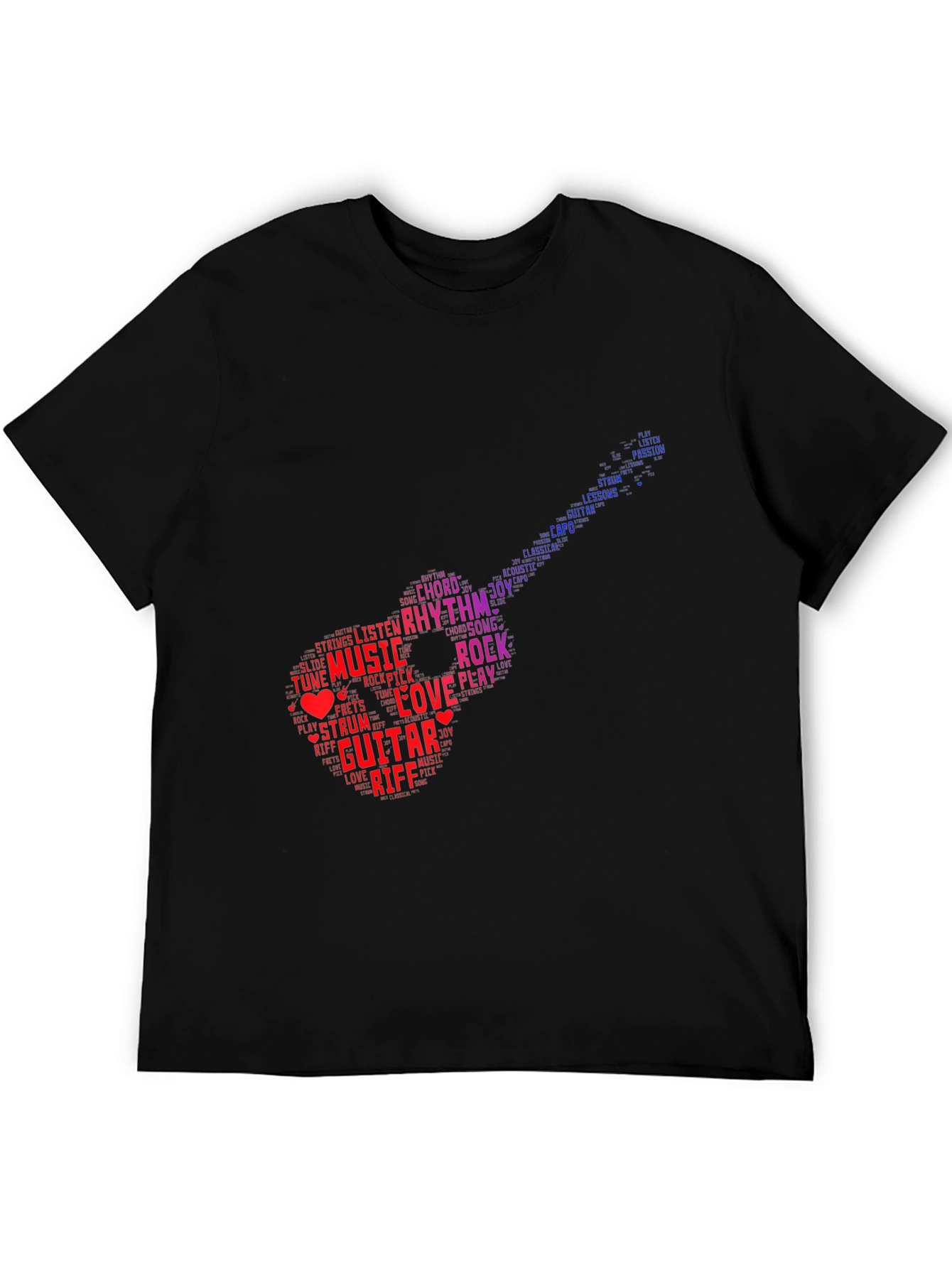 Guitar Music Word Art Graphic T-Shirt