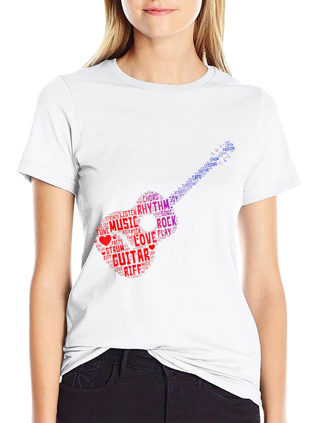 Guitar Music Word Art Graphic T-Shirt