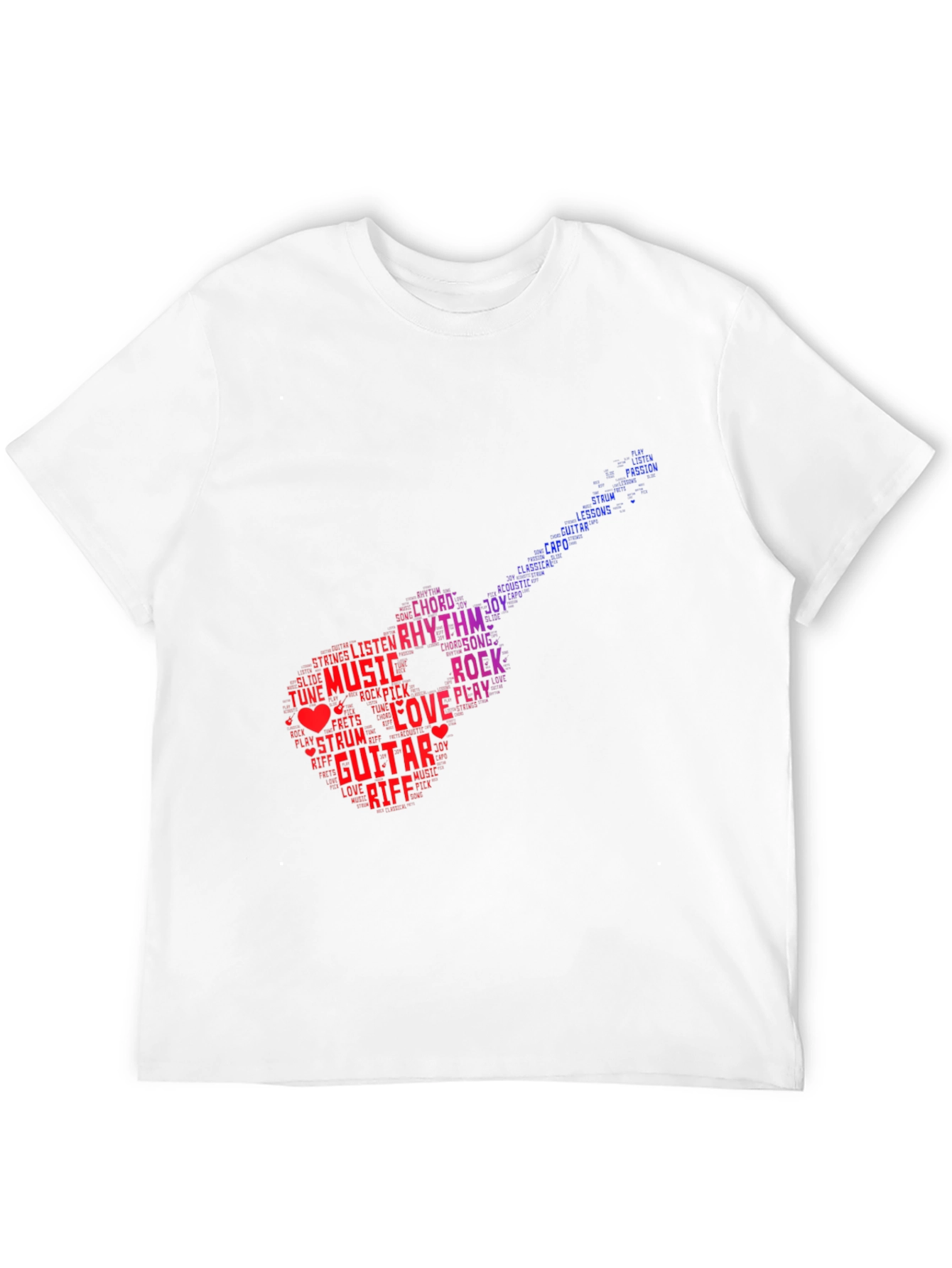 Guitar Music Word Art Graphic T-Shirt