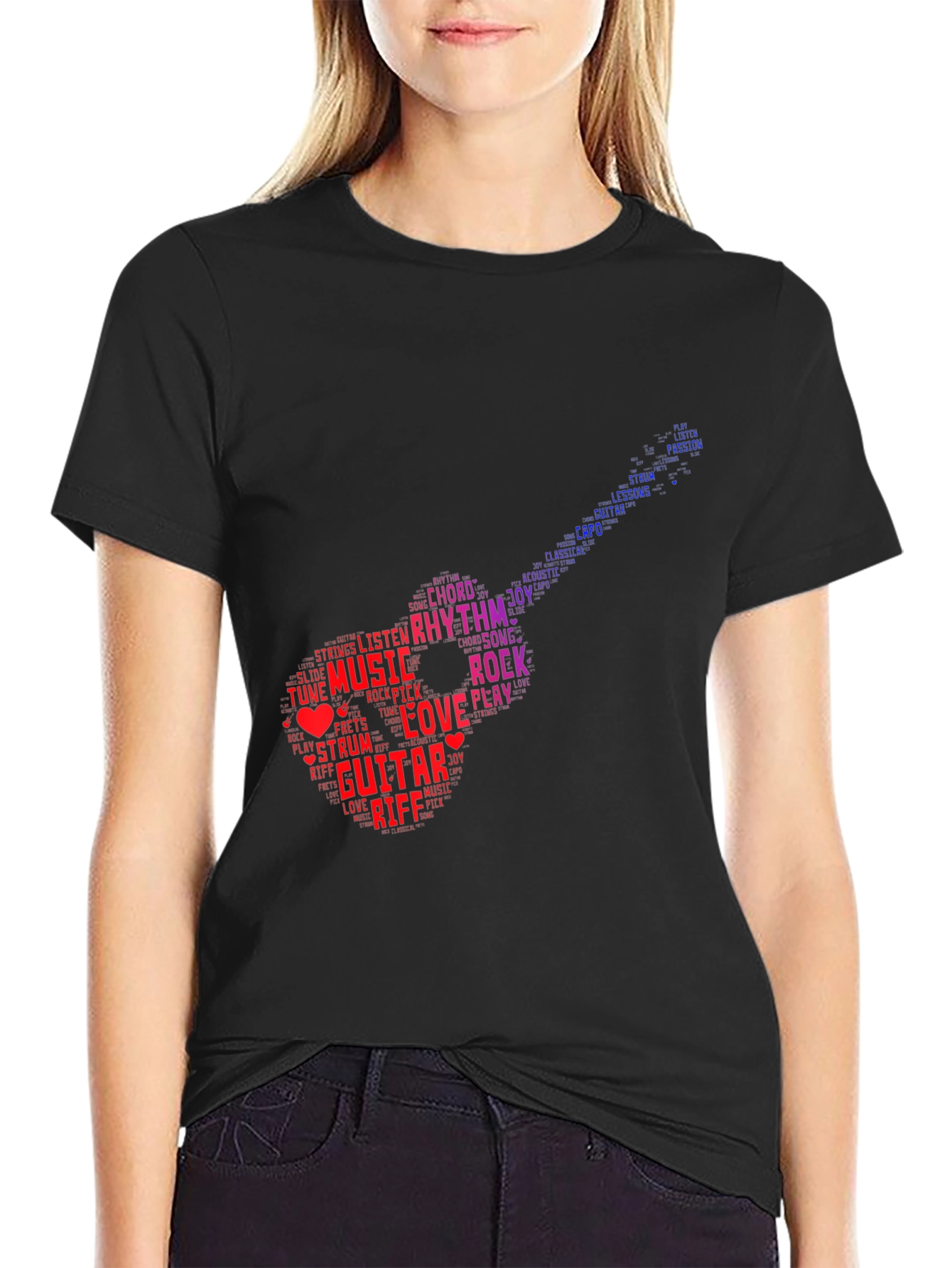 Guitar Music Word Art Graphic T-Shirt