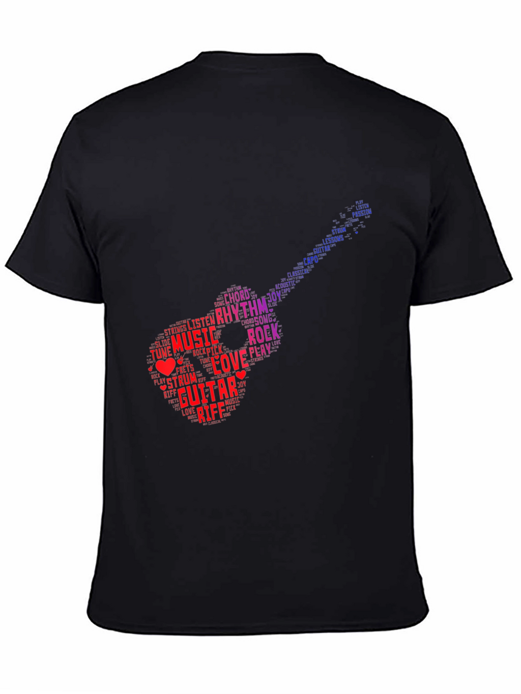 Guitar Music Word Art Graphic T-Shirt