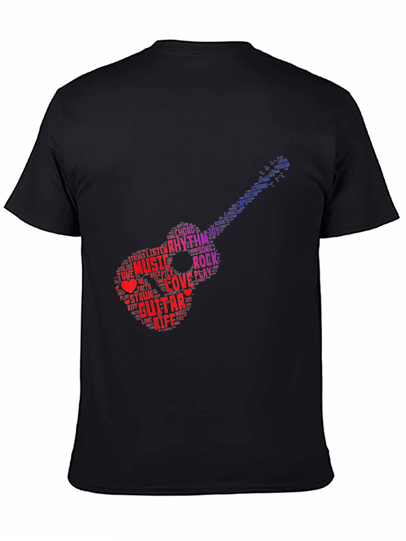 Guitar Music Word Art Graphic T-Shirt