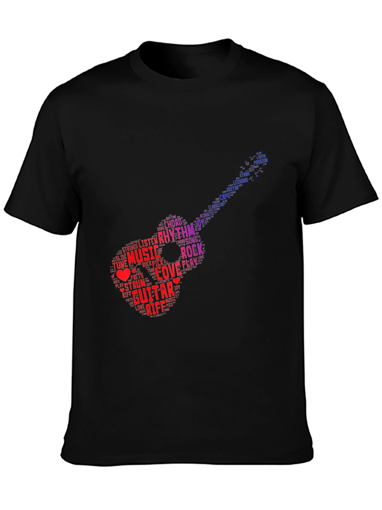 Guitar Music Word Art Graphic T-Shirt
