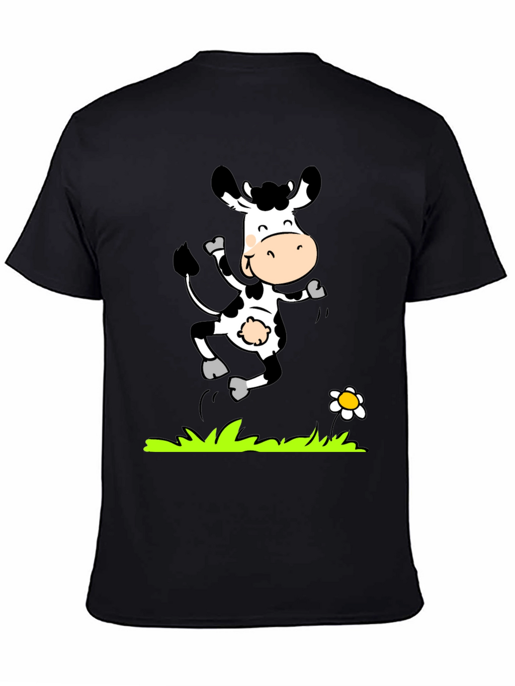 Cartoon Cow T-Shirt - Black Graphic Tee