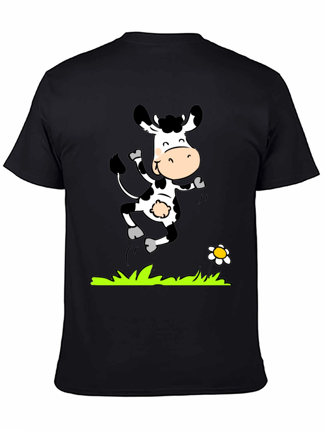 Cartoon Cow T-Shirt - Black Graphic Tee