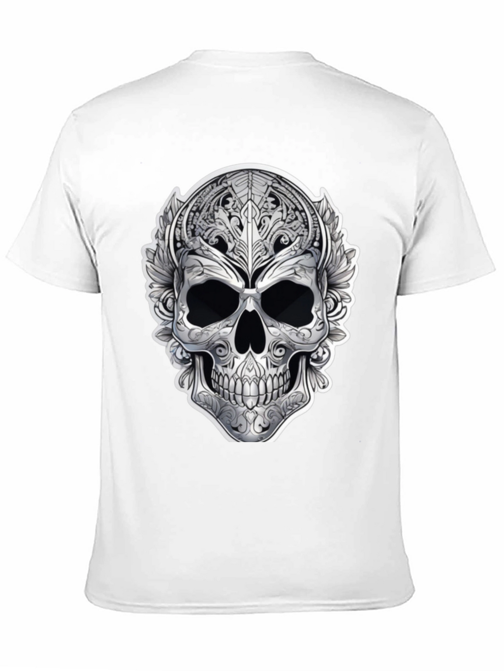 Ornate Skull Graphic Print T-Shirt - Black