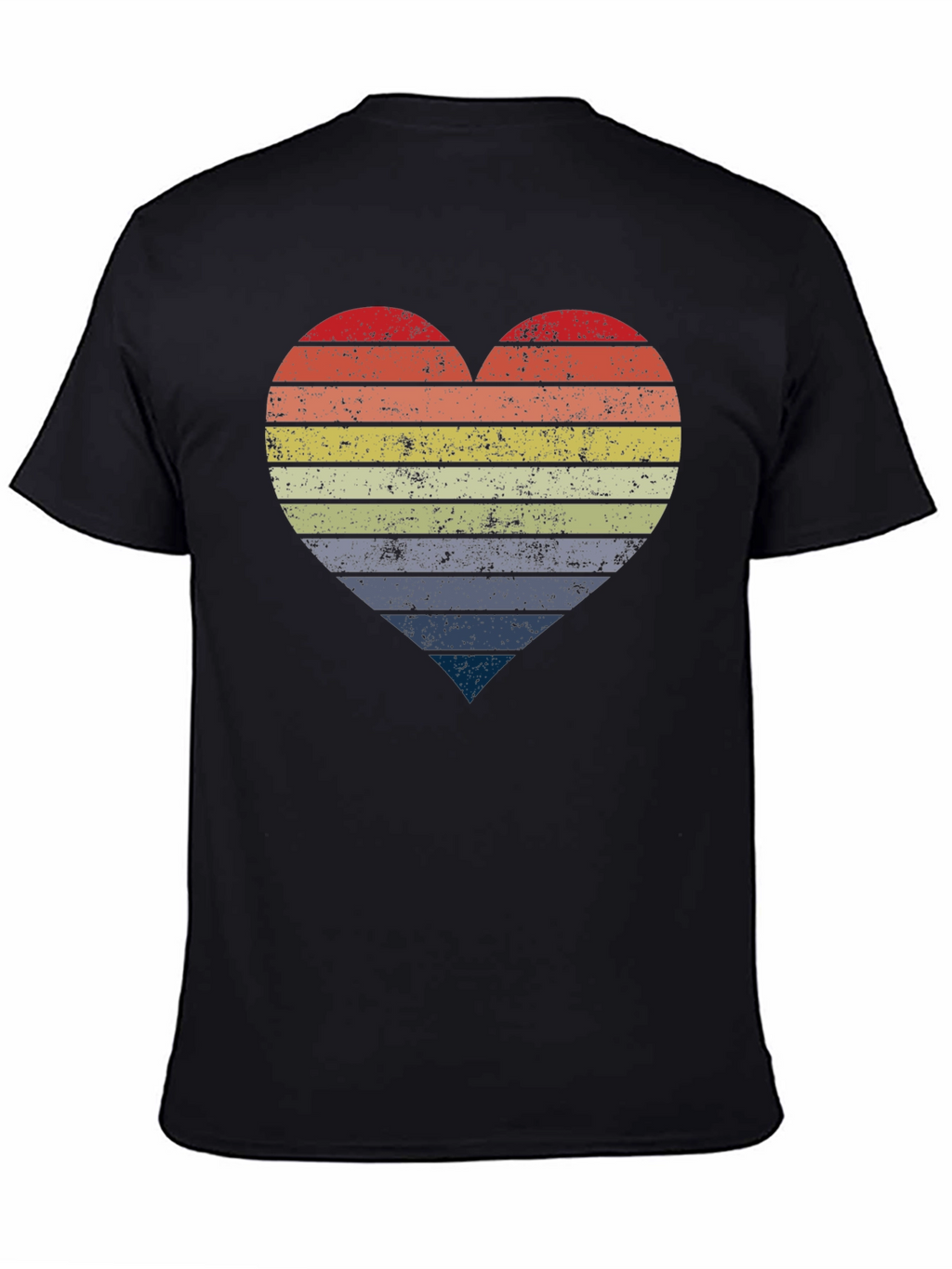Retro Striped Heart Graphic Tee - Black