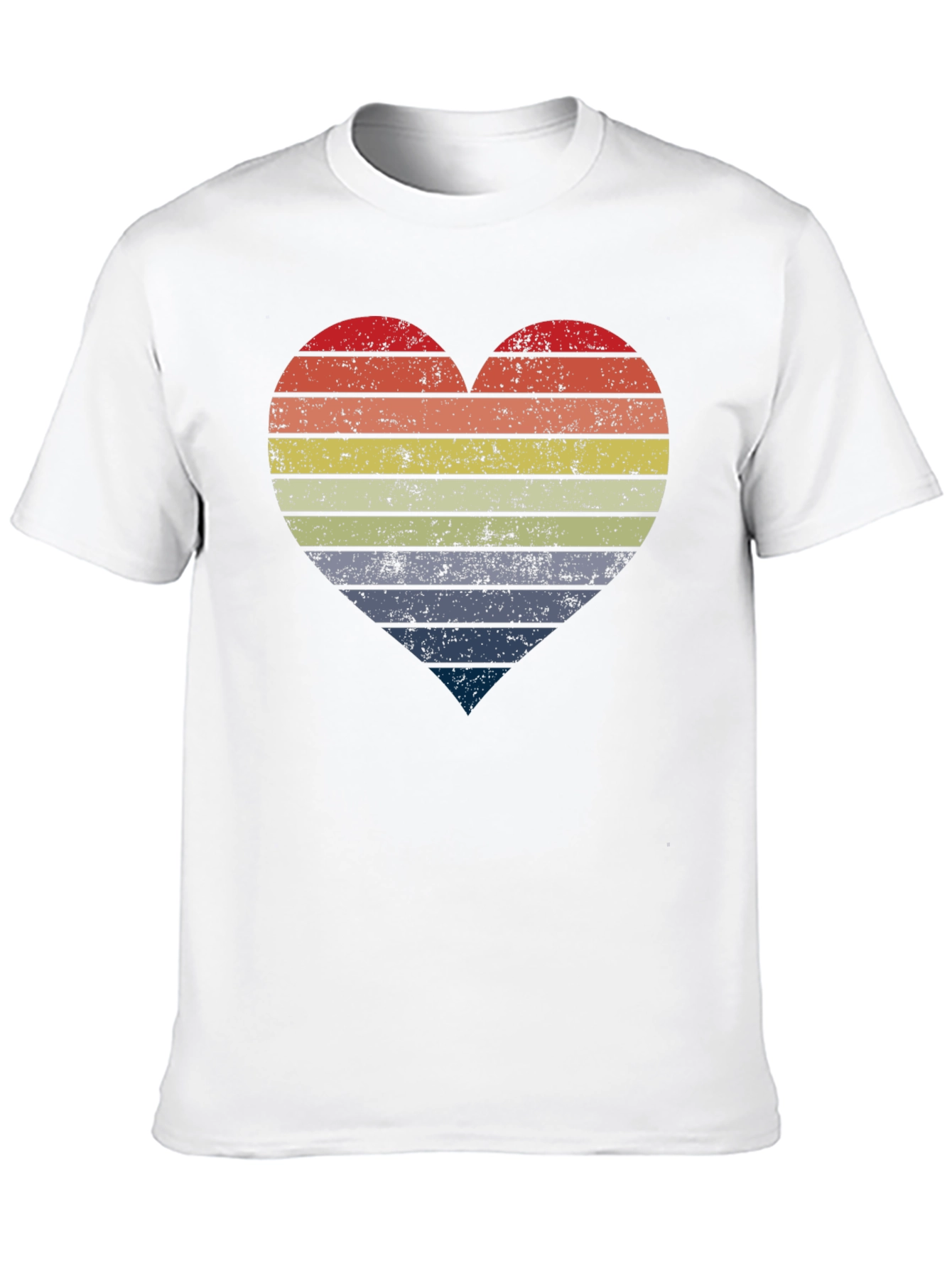 Retro Striped Heart Graphic Tee - Black