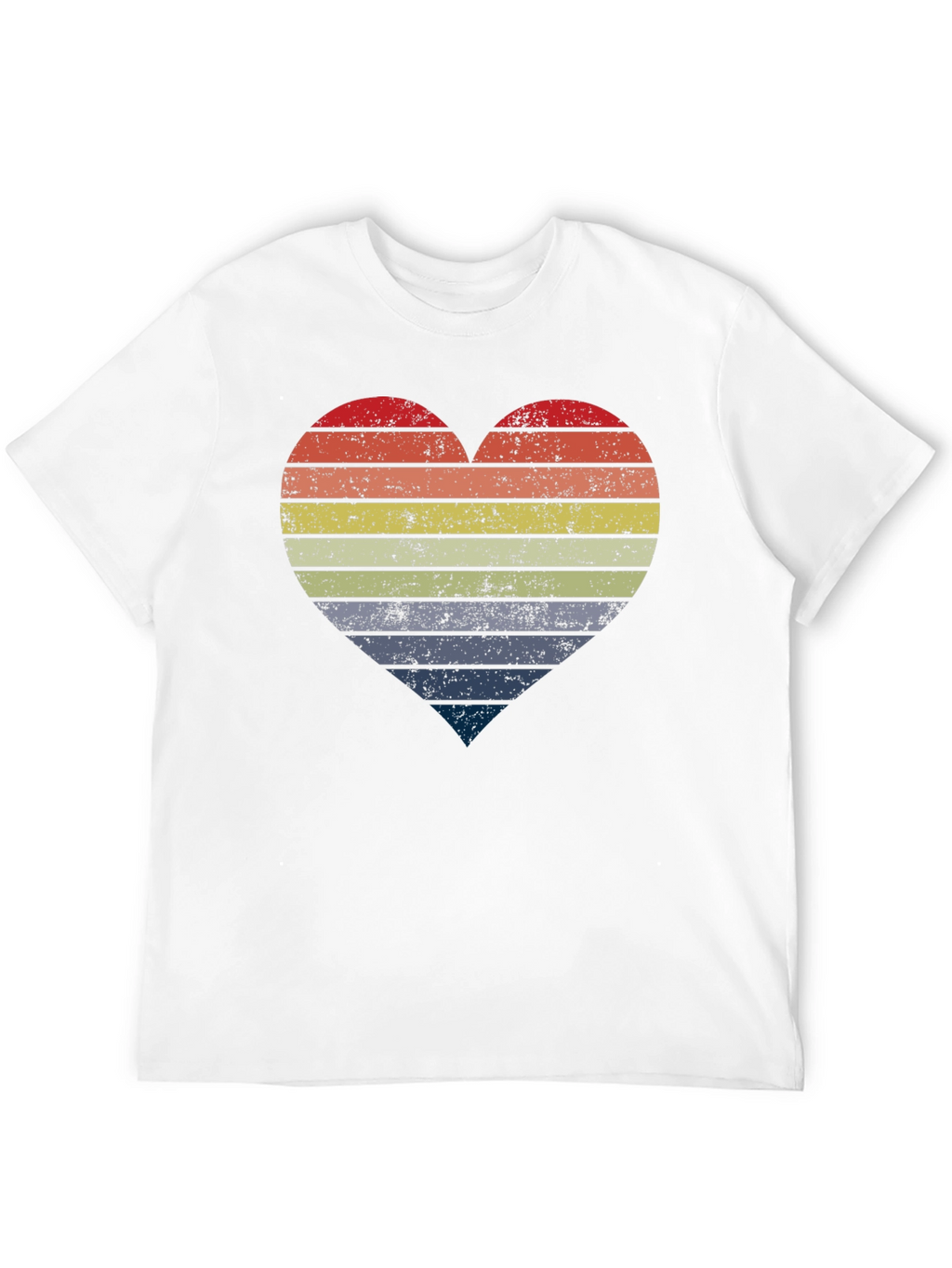 Retro Striped Heart Graphic Tee - Black