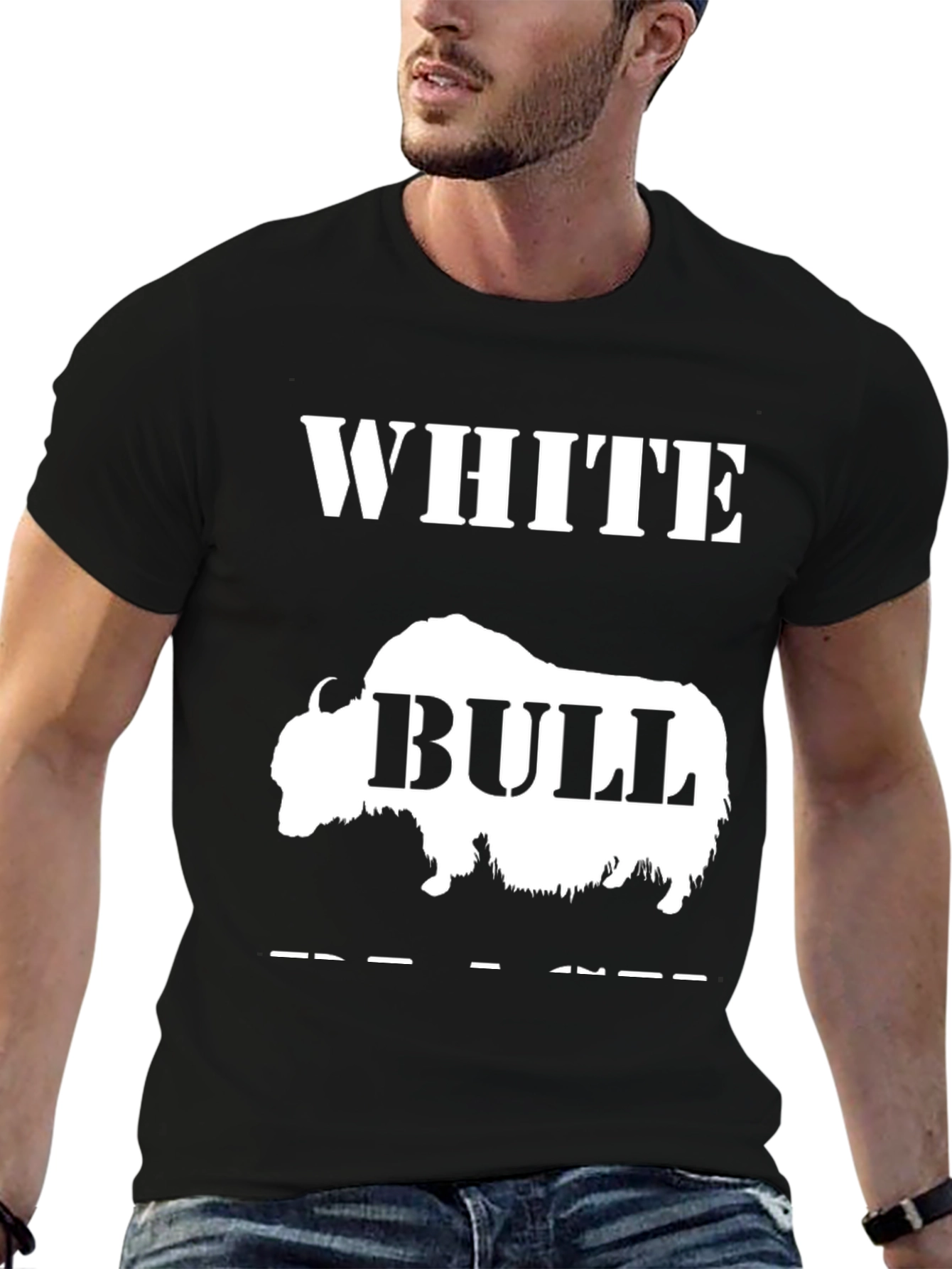 White Bull Graphic T-Shirt - Unique Animal Design