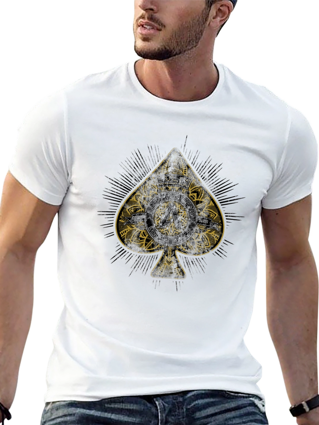 Ace Spade Poker T-Shirt - All In Hand Design