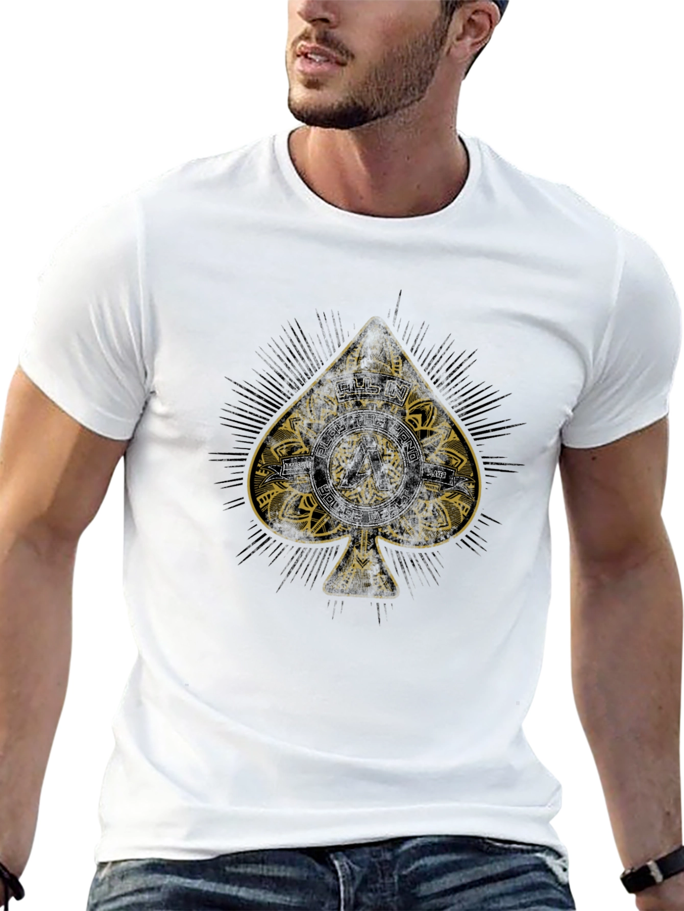 Ace Spade Poker T-Shirt - All In Hand Design