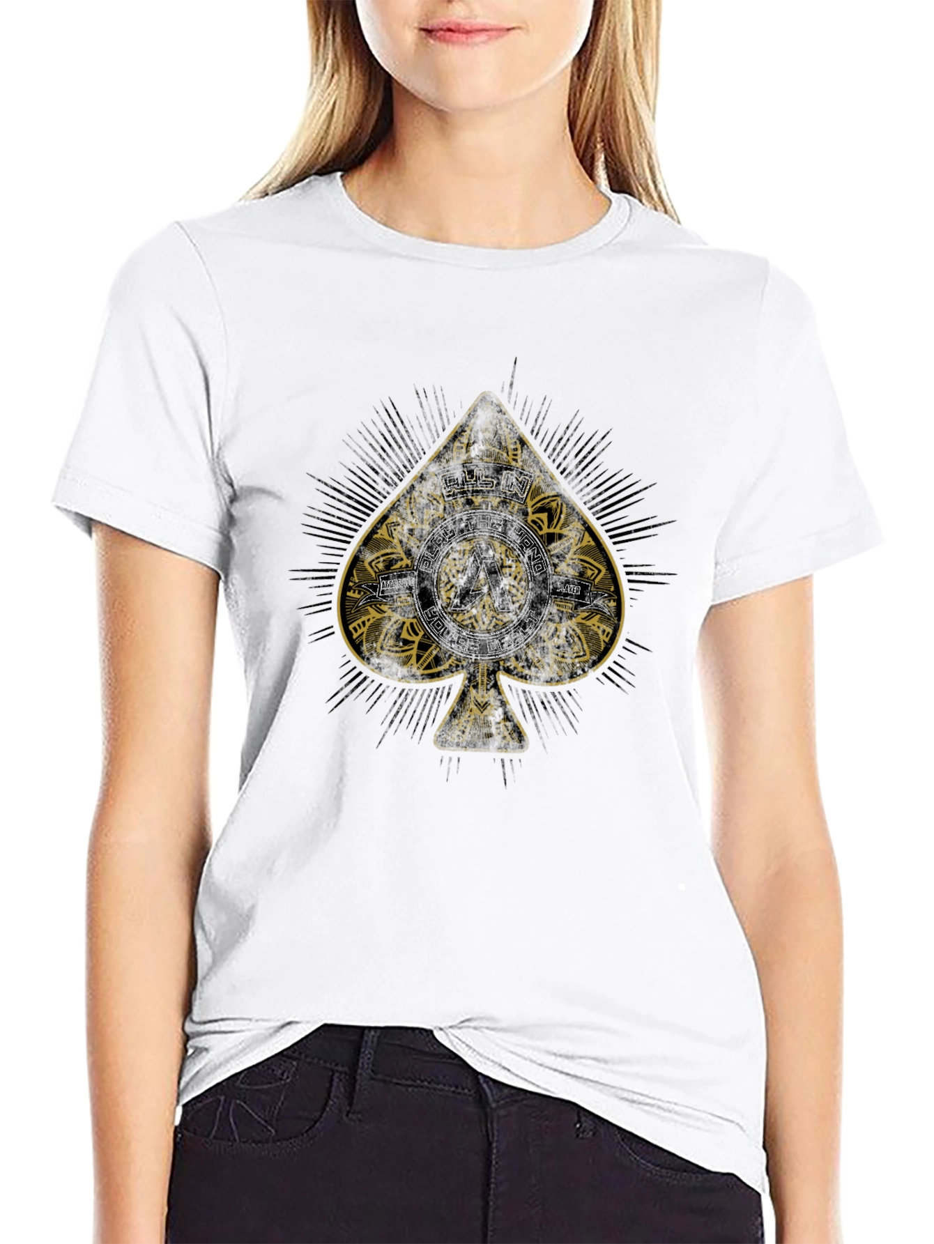 Ace Spade Poker T-Shirt - All In Hand Design