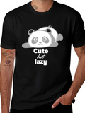 Cute But Lazy Panda T-Shirt - Black Cotton Tee