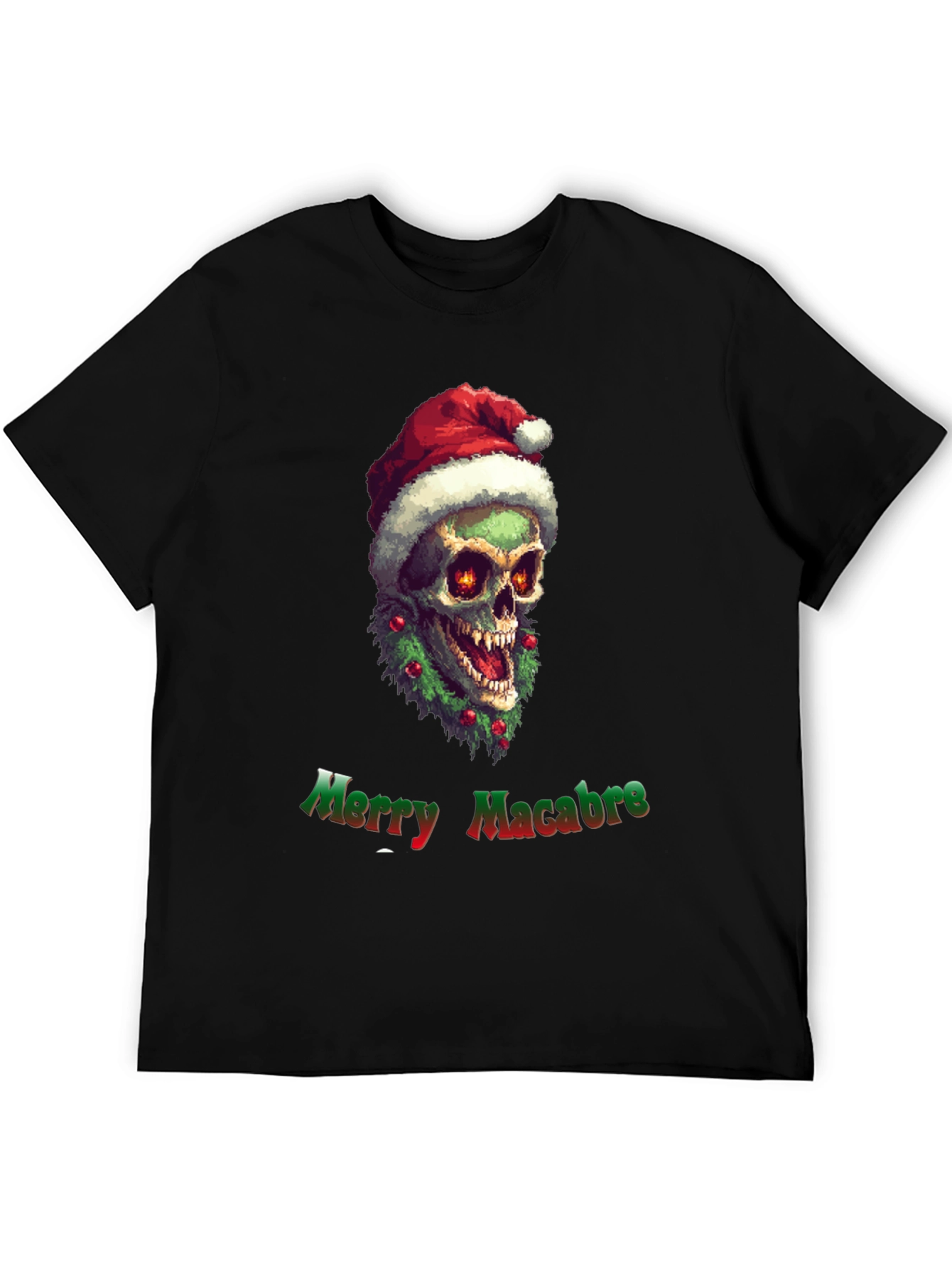 Merry Macabre T-Shirt: Zombie Santa Skull