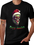 Merry Macabre T-Shirt: Zombie Santa Skull