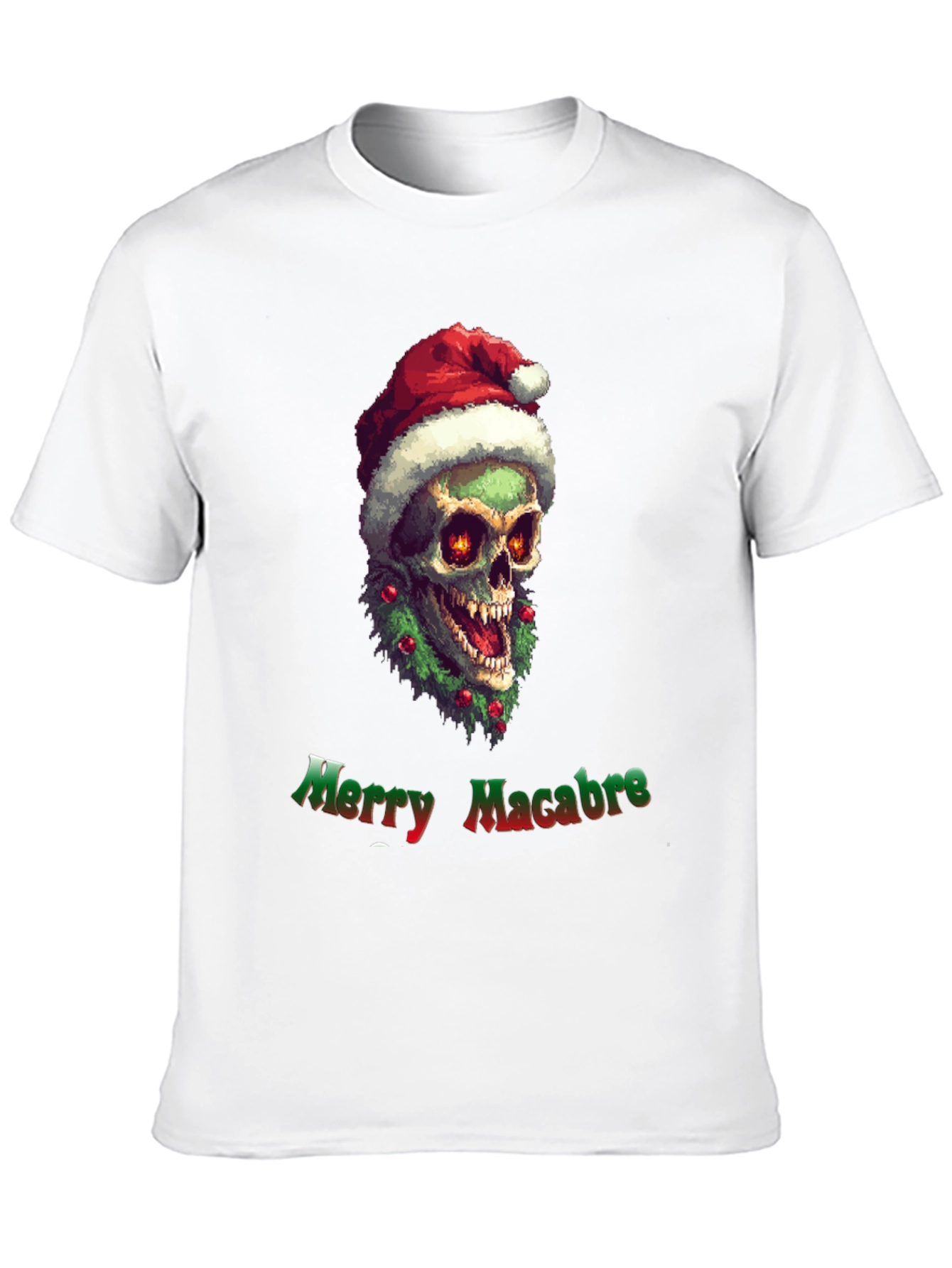 Merry Macabre T-Shirt: Zombie Santa Skull