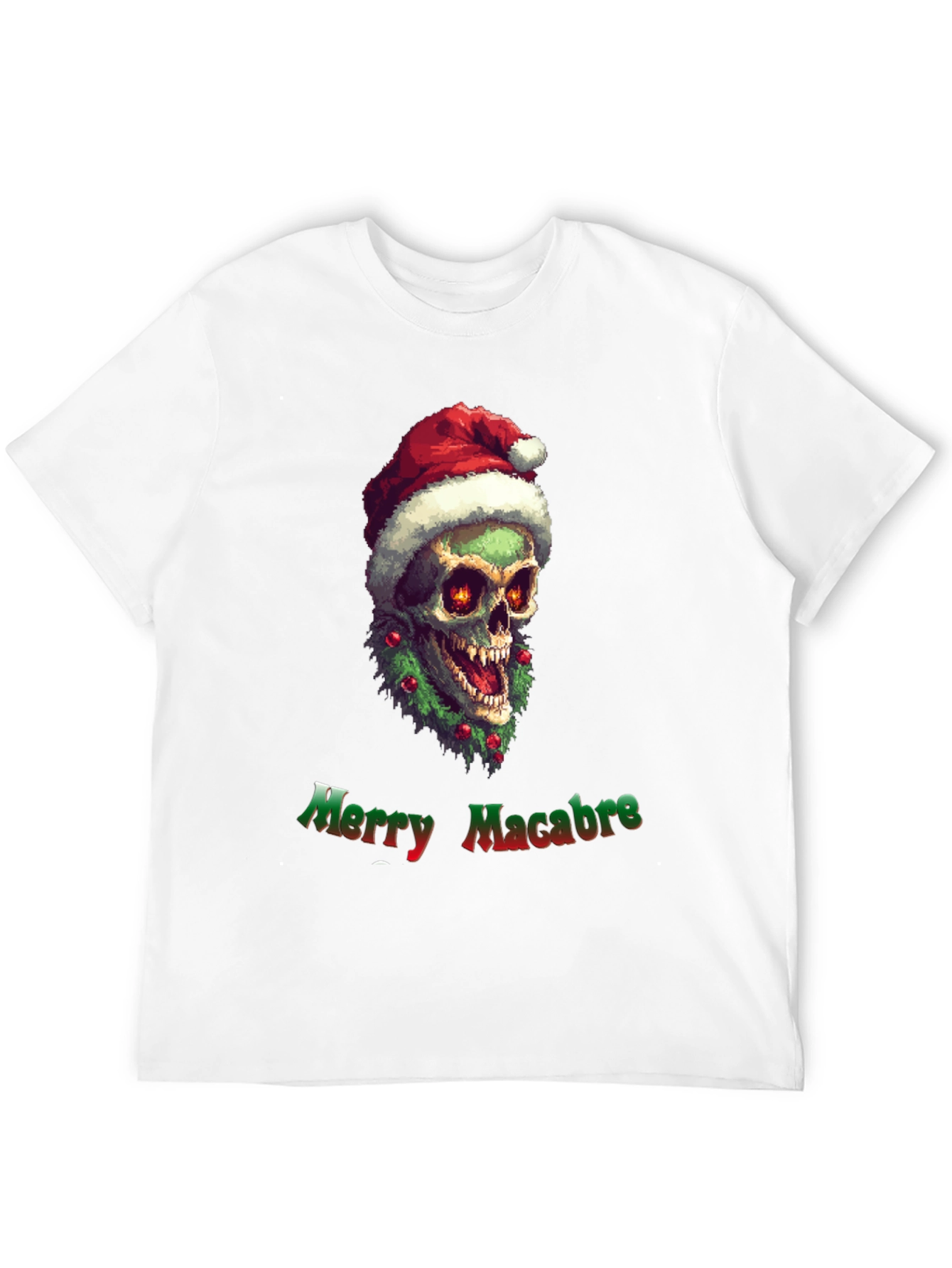 Merry Macabre T-Shirt: Zombie Santa Skull