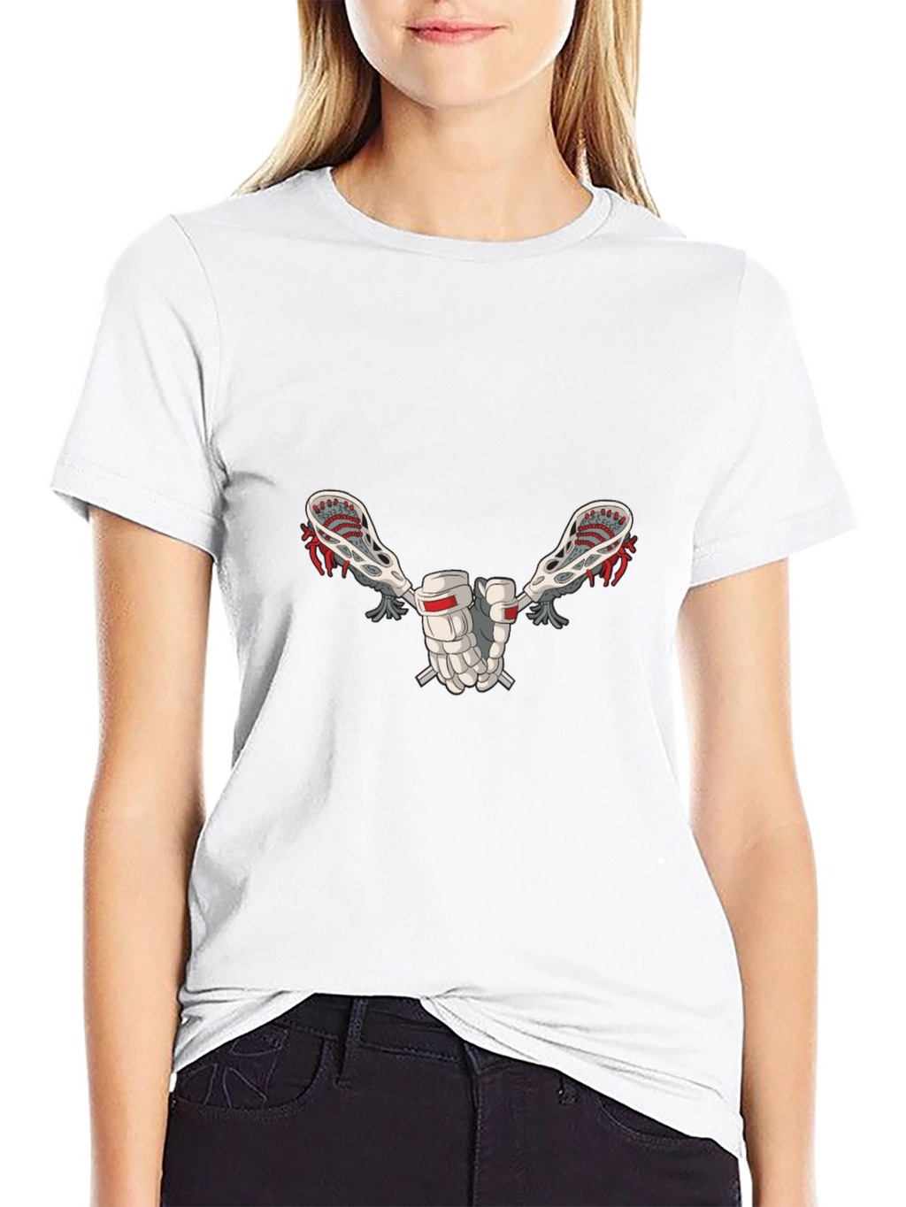 Lacrosse Sticks Graphic Tee - Black Cotton T-Shirt