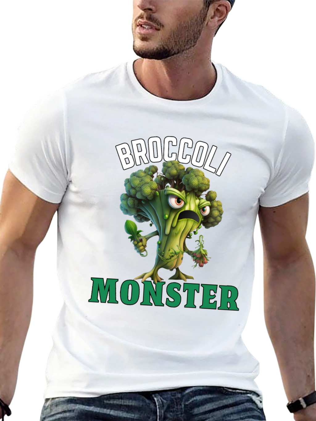 Broccoli Monster Graphic T-Shirt - Funny Vegan Tee