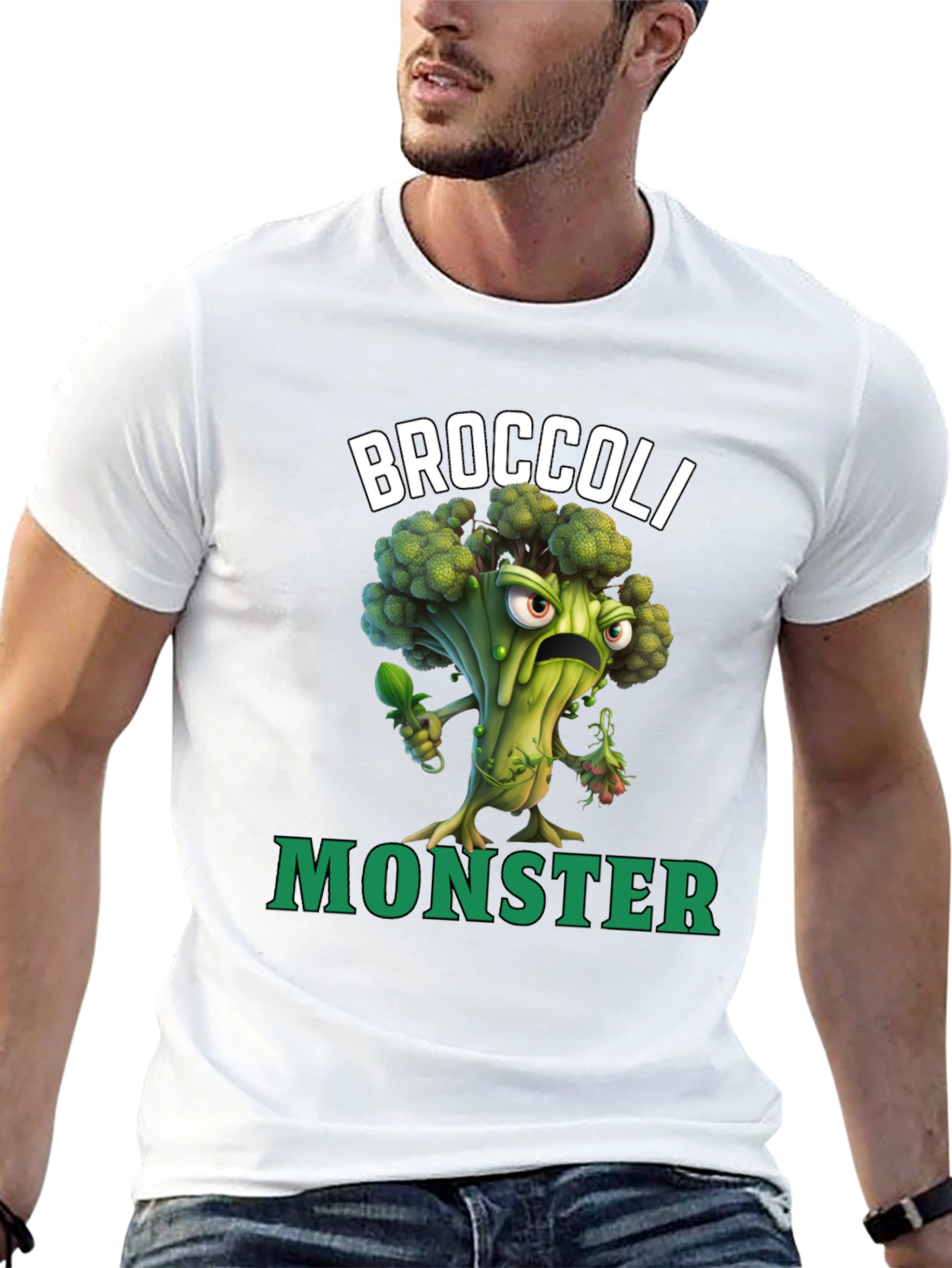 Broccoli Monster Graphic T-Shirt - Funny Vegan Tee