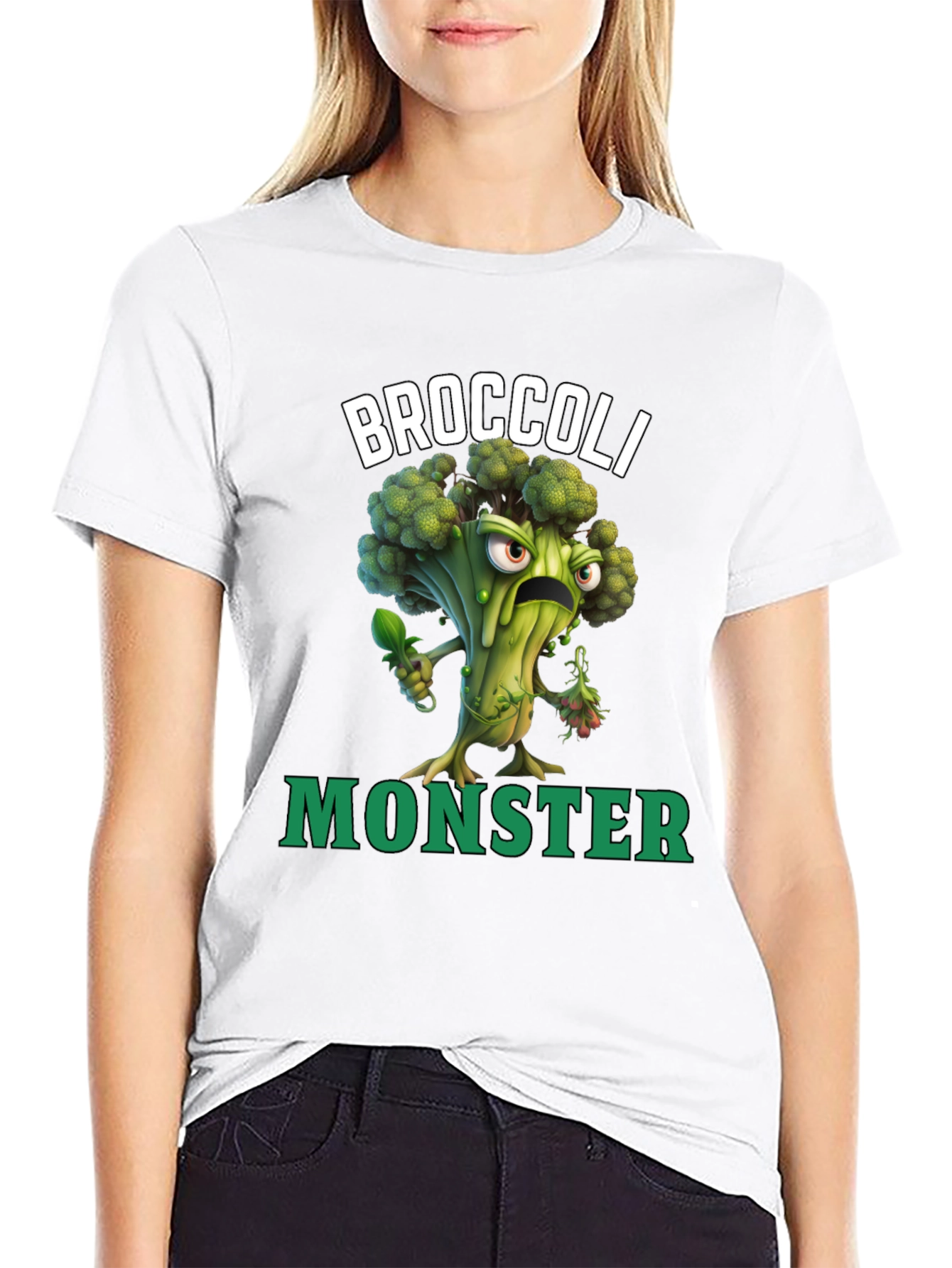 Broccoli Monster Graphic T-Shirt - Funny Vegan Tee