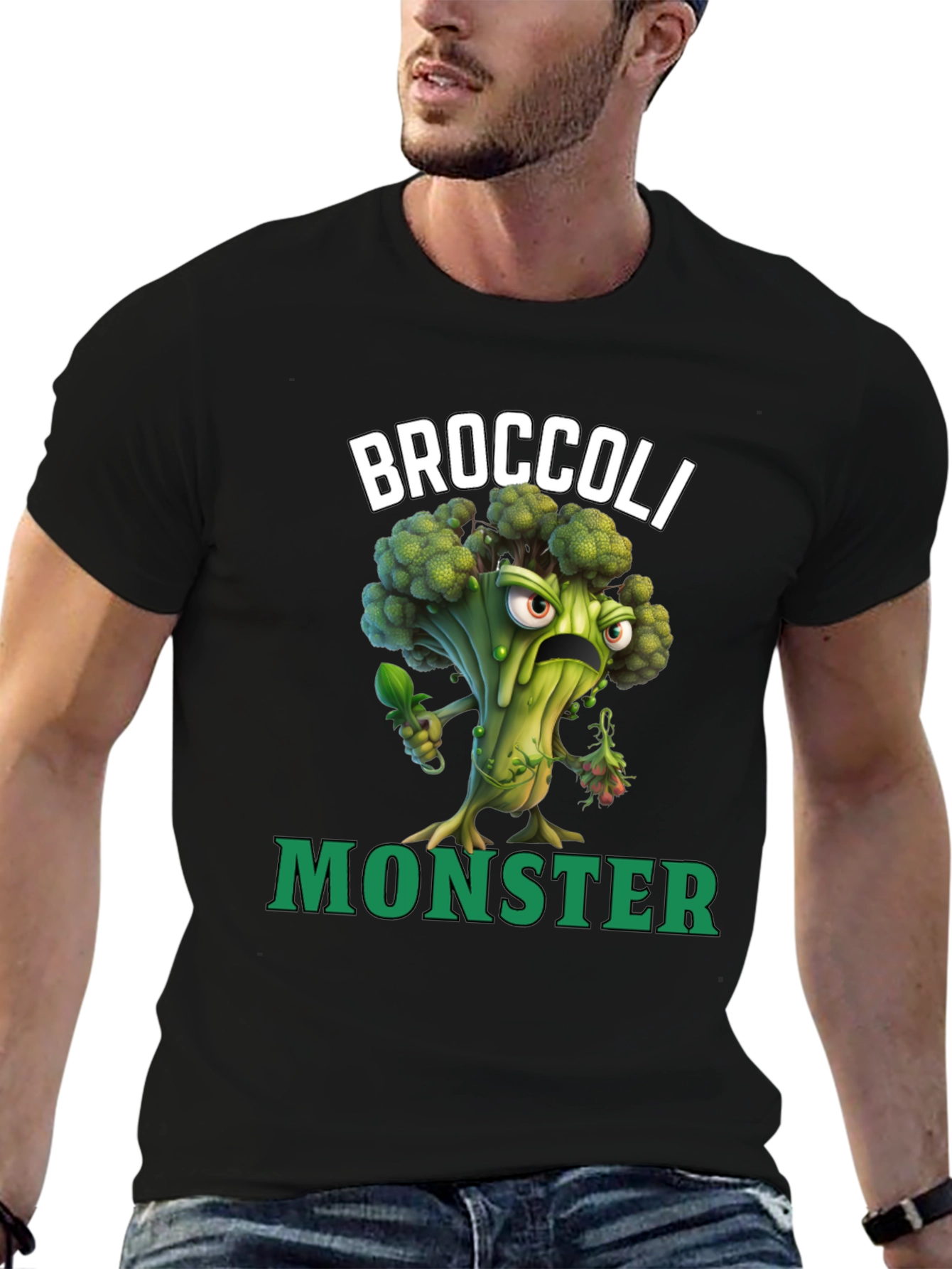 Broccoli Monster Graphic T-Shirt - Funny Vegan Tee