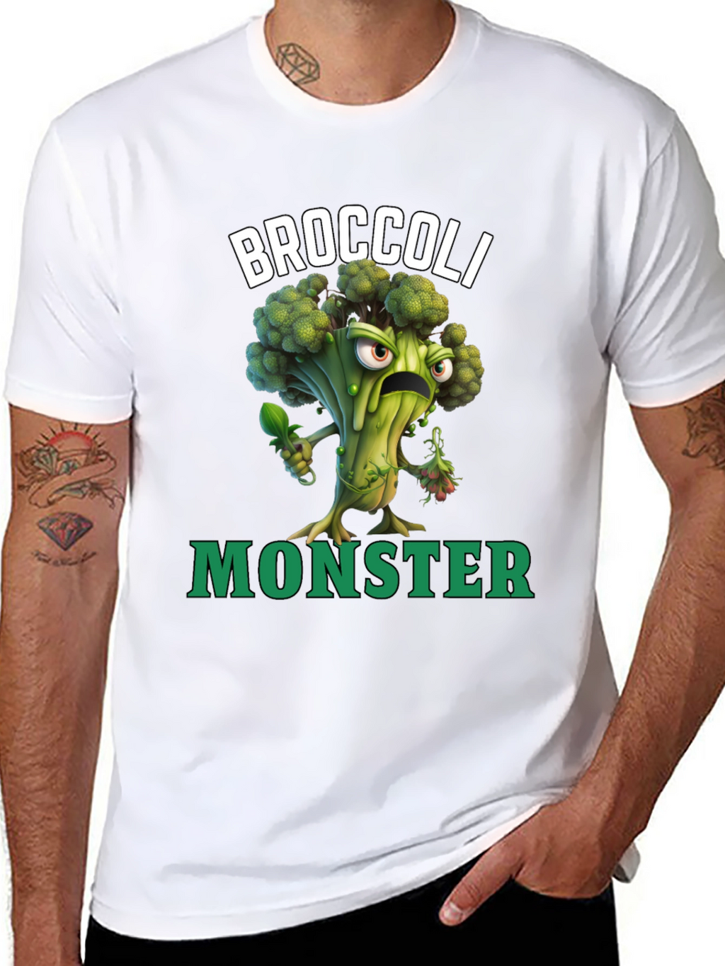 Broccoli Monster Graphic T-Shirt - Funny Vegan Tee