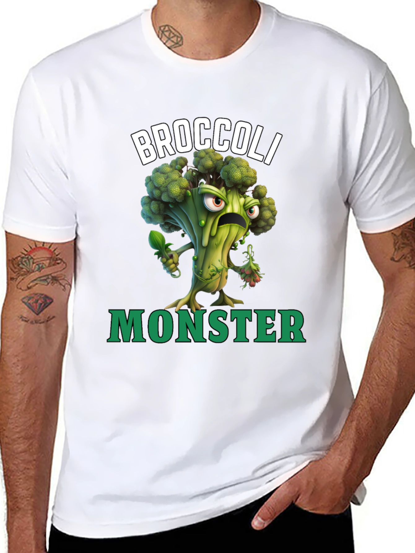 Broccoli Monster Graphic T-Shirt - Funny Vegan Tee