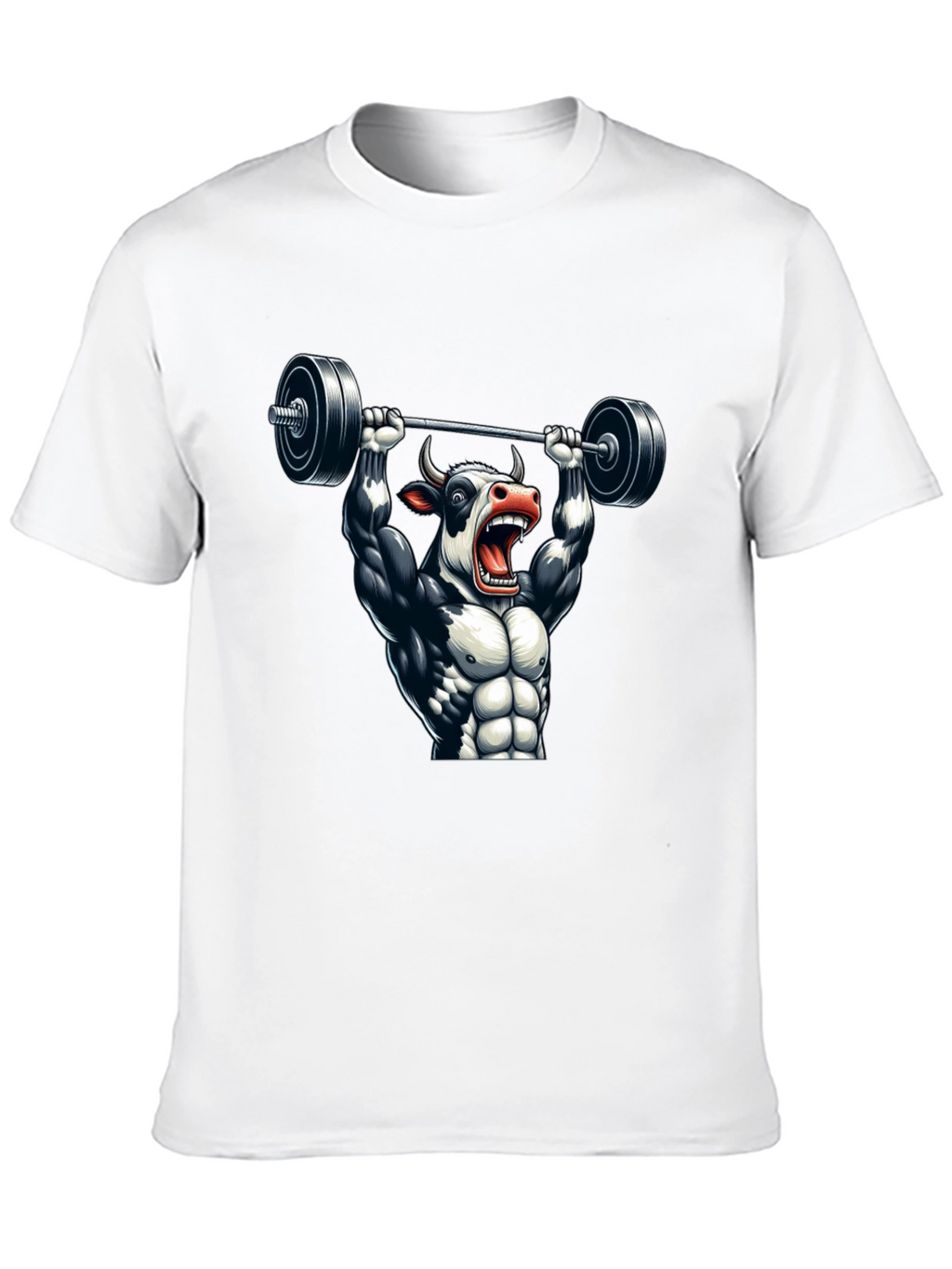 Weightlifting Cow Graphic Tee - Black