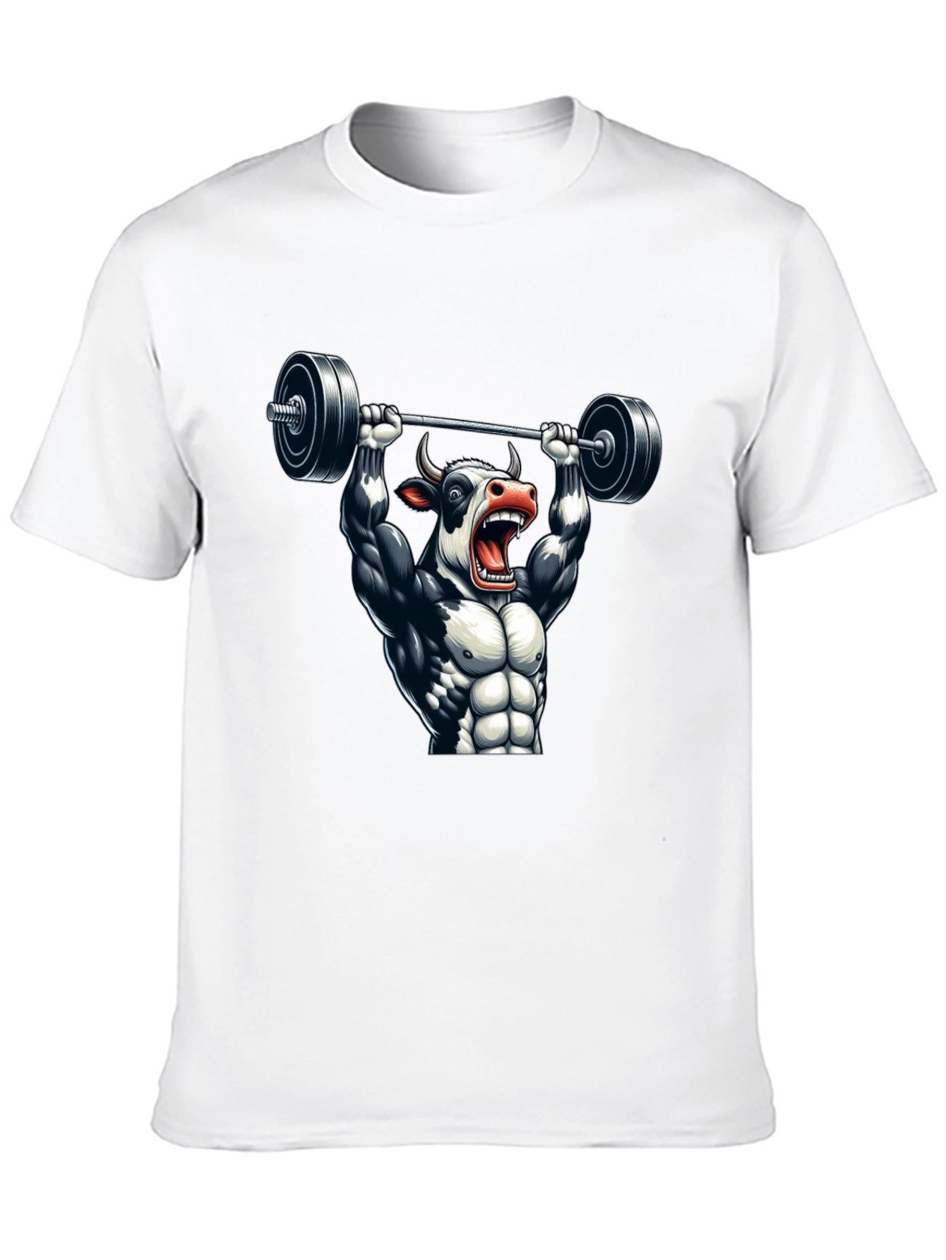 Weightlifting Cow Graphic Tee - Black