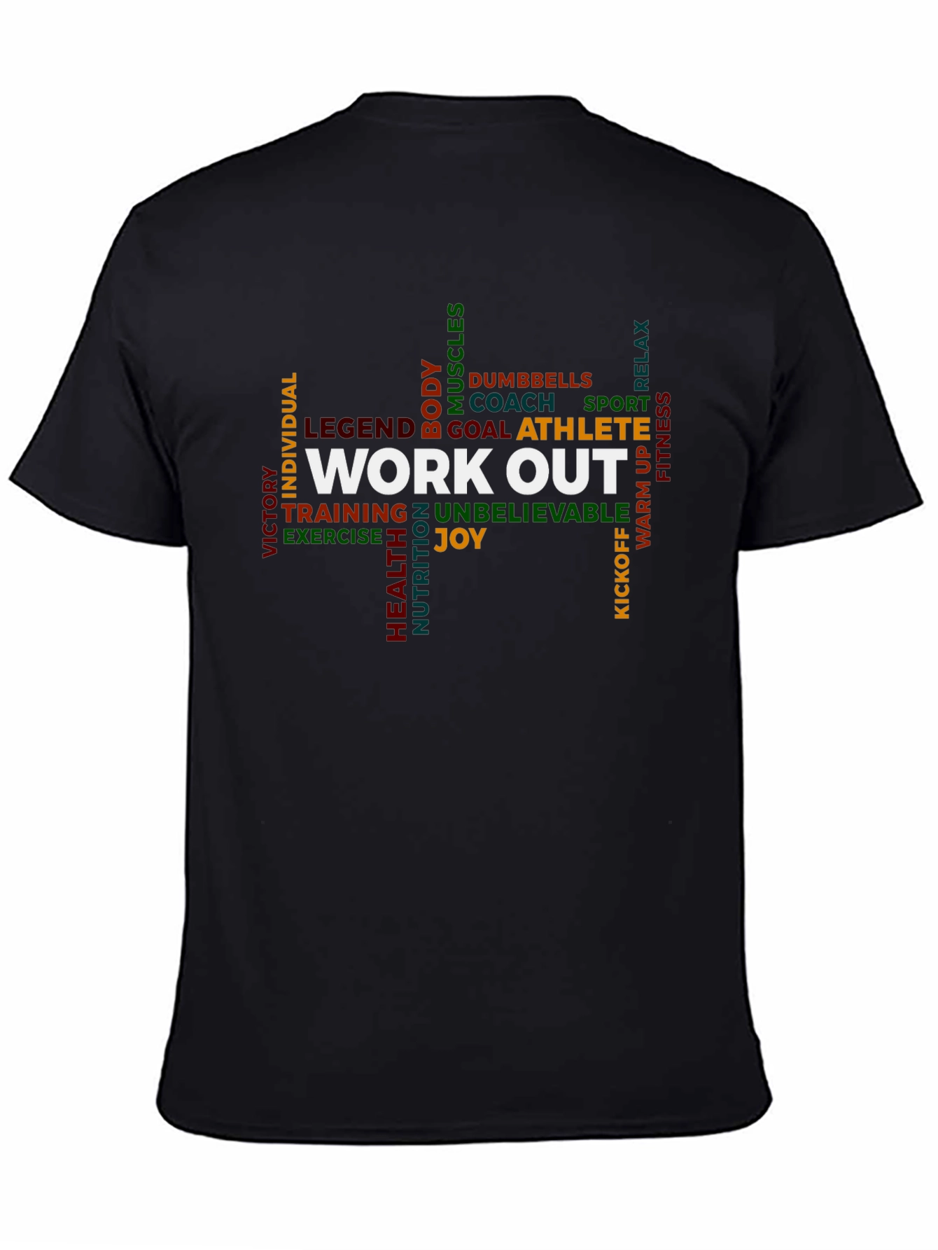 Workout Motivation Tee - Athlete Word Cloud Design