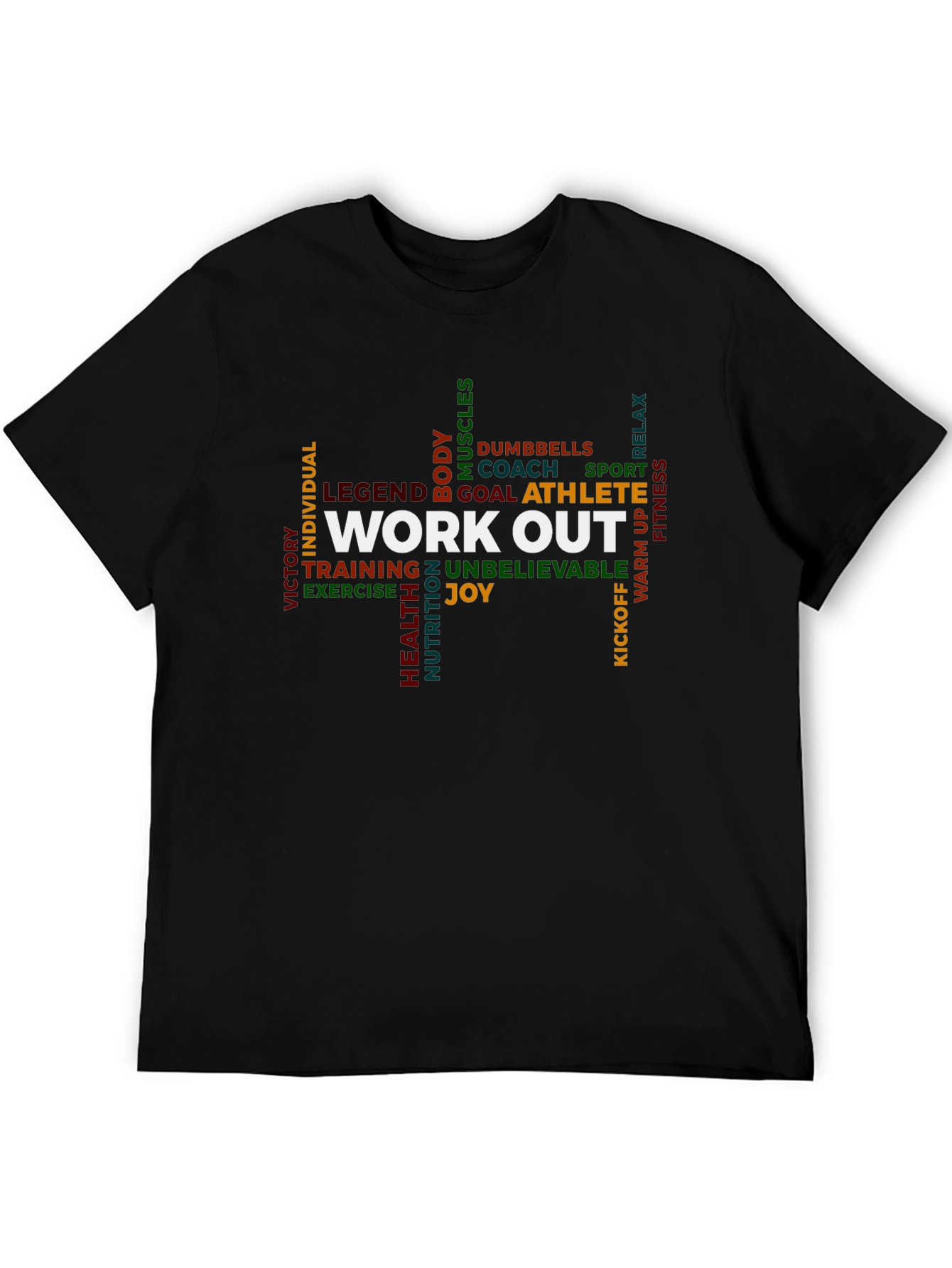 Workout Motivation Tee - Athlete Word Cloud Design