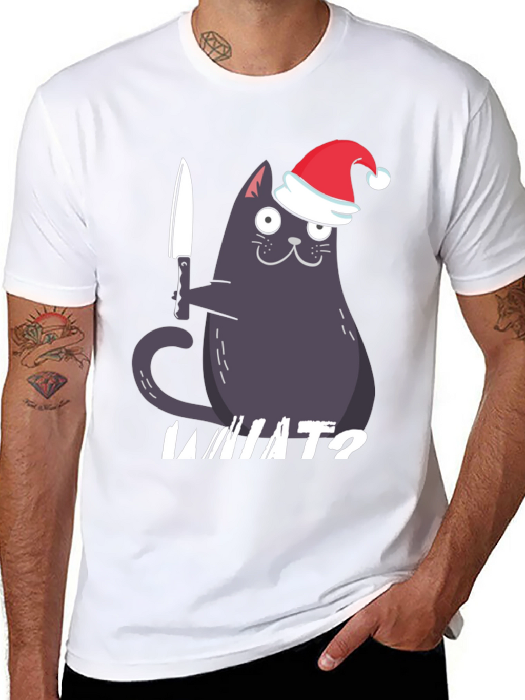Funny Christmas Cat Knife T-Shirt
