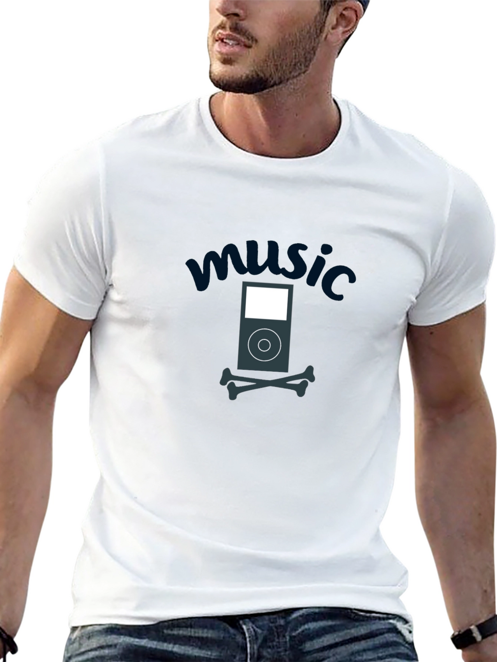 Music iPod Skull T-Shirt - Soft Cotton Tee
