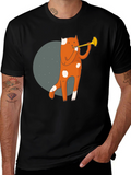 Trumpet Cat Graphic T-Shirt - Unique Design!