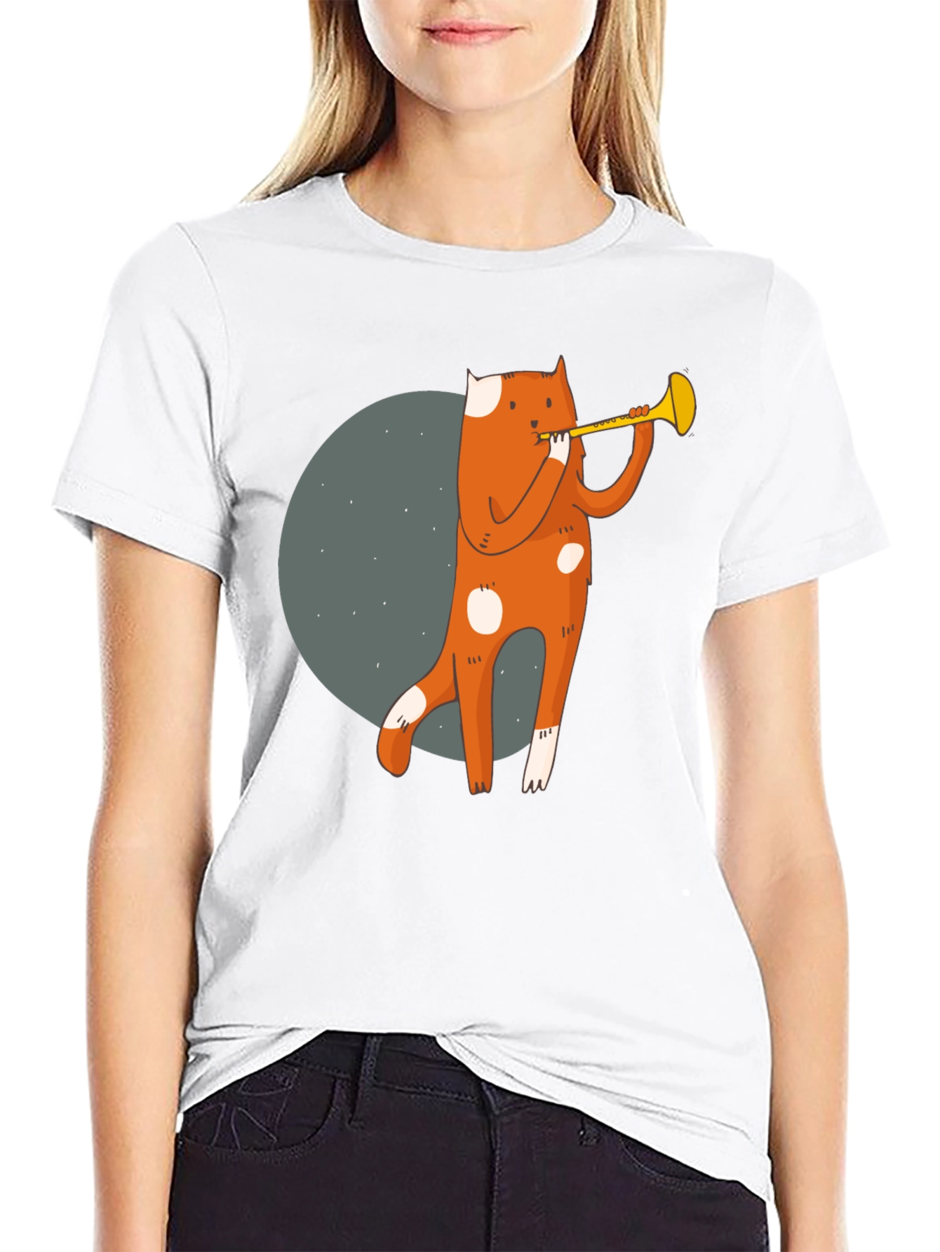 Trumpet Cat Graphic T-Shirt - Unique Design!