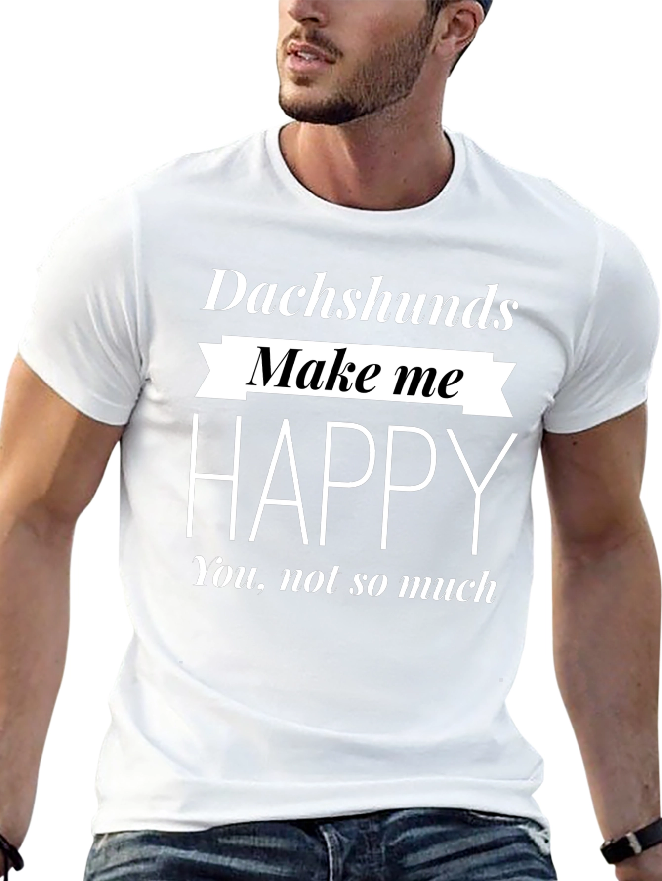 Dachshunds Make Me Happy Black T-Shirt