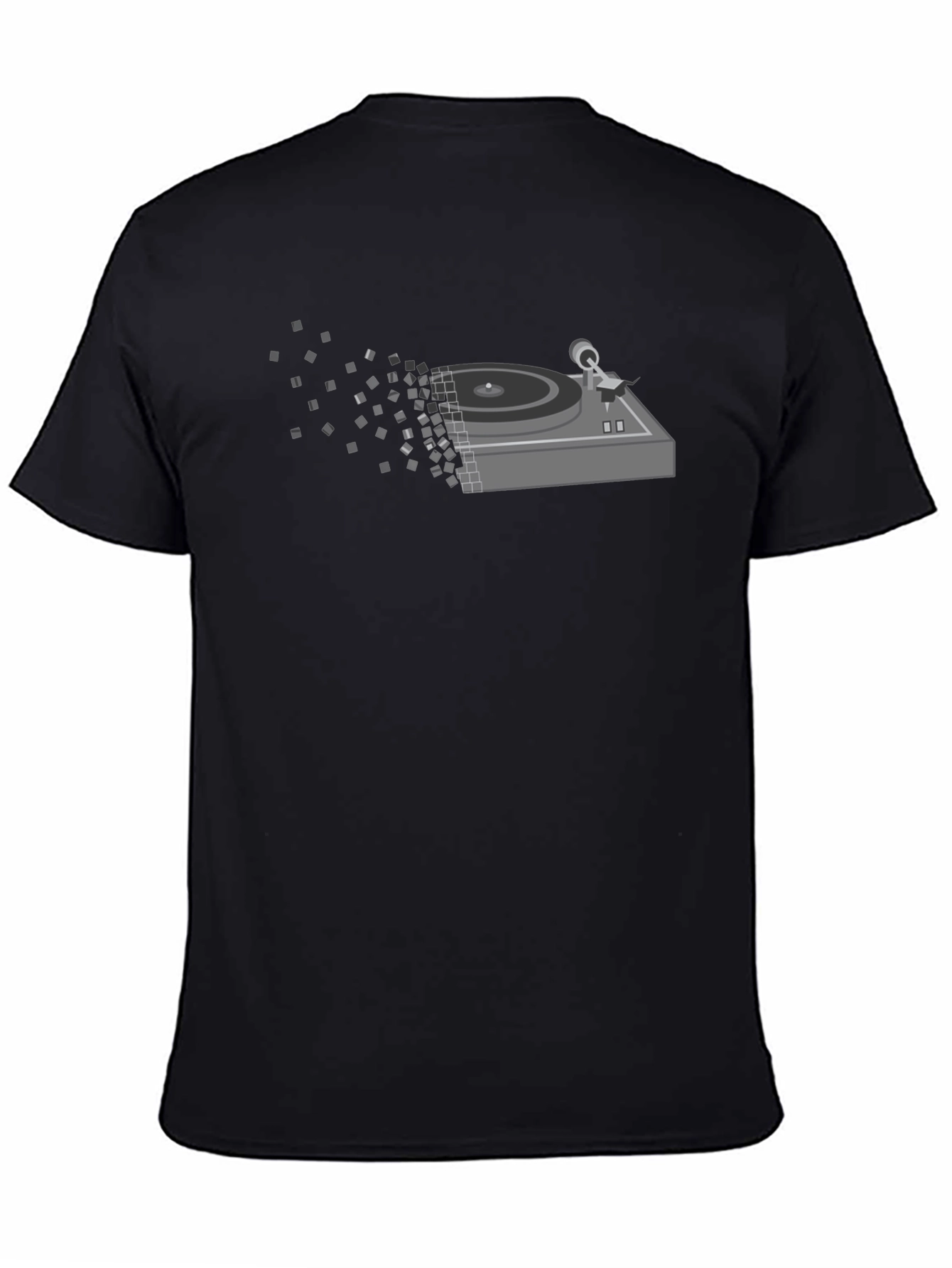 Pixelated Turntable Graphic T-Shirt - Black