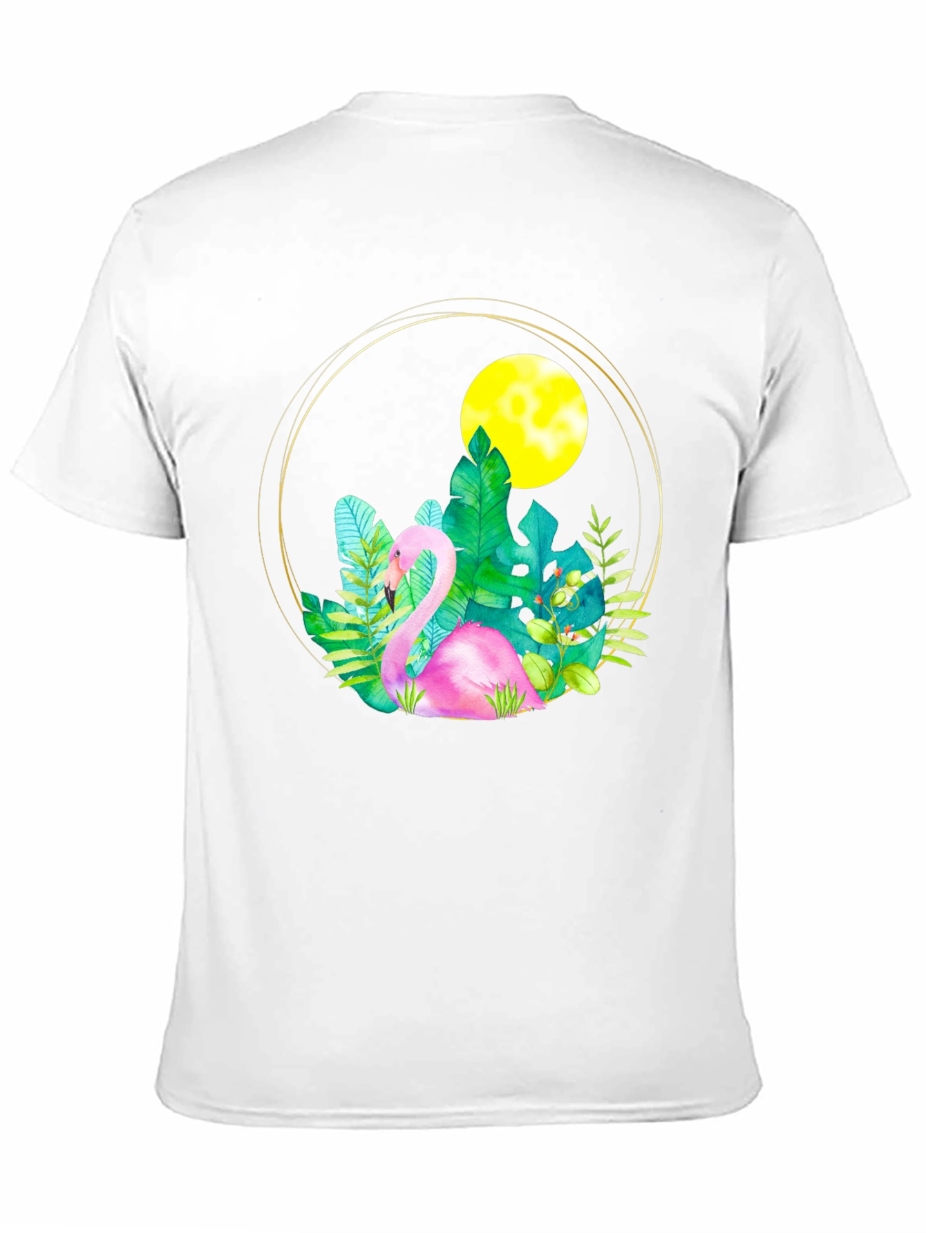 Tropical Flamingo Graphic Black T-Shirt