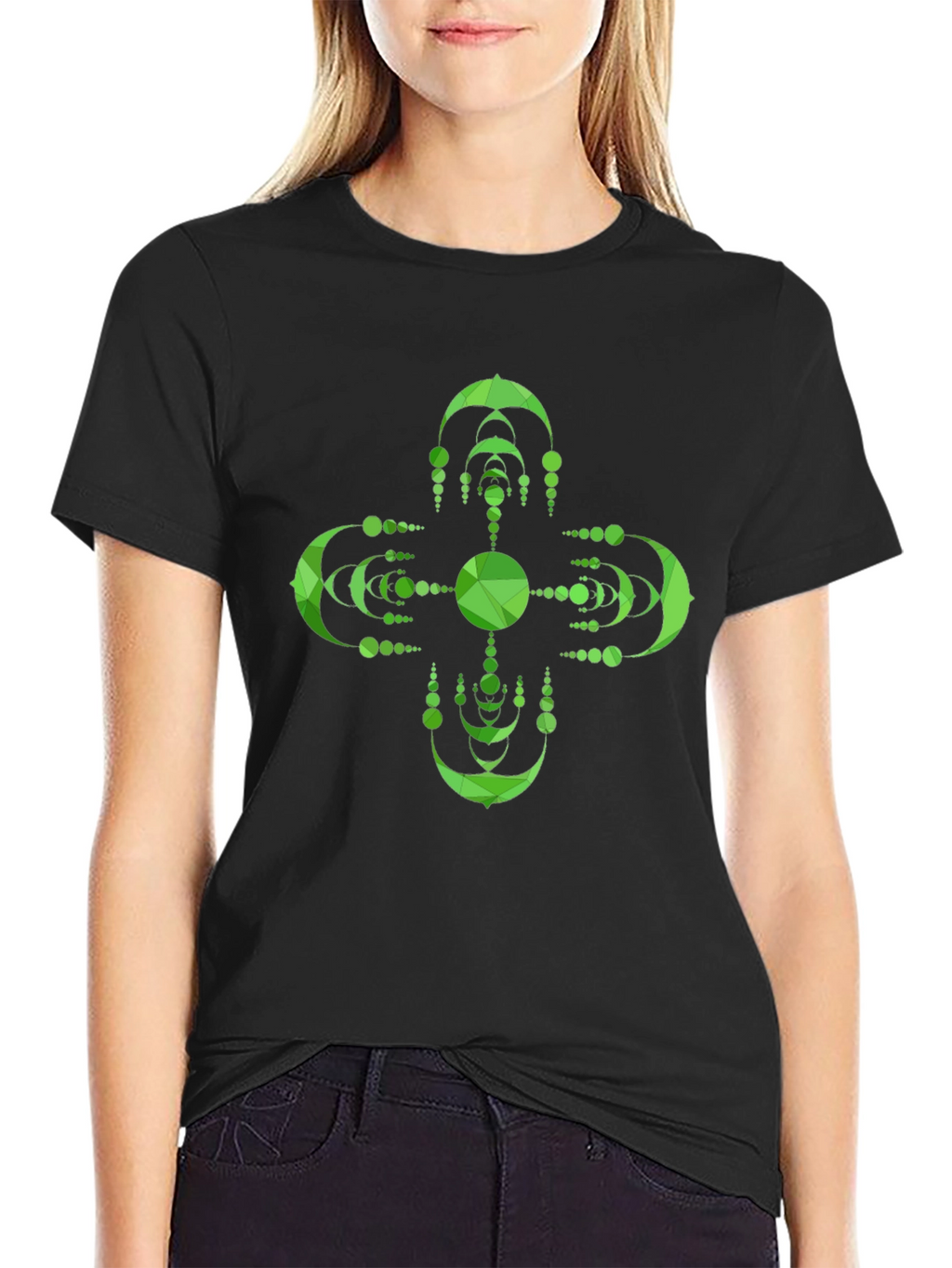 Geometric Green Mandala Graphic Tee