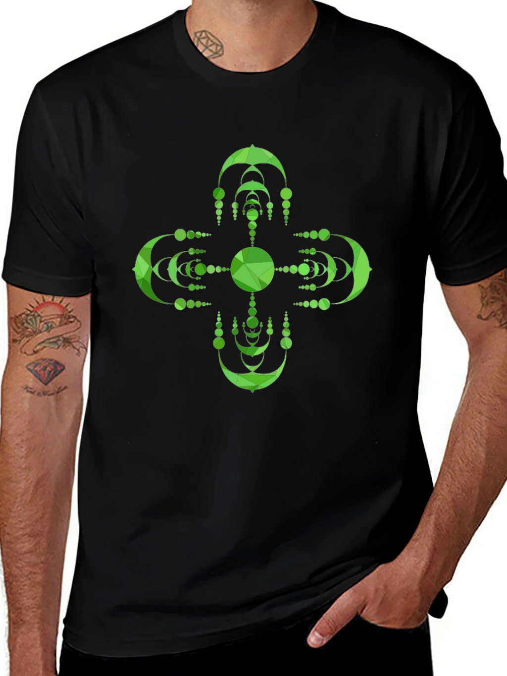 Geometric Green Mandala Graphic Tee