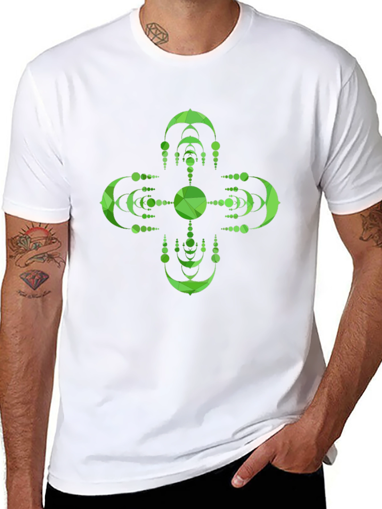 Geometric Green Mandala Graphic Tee