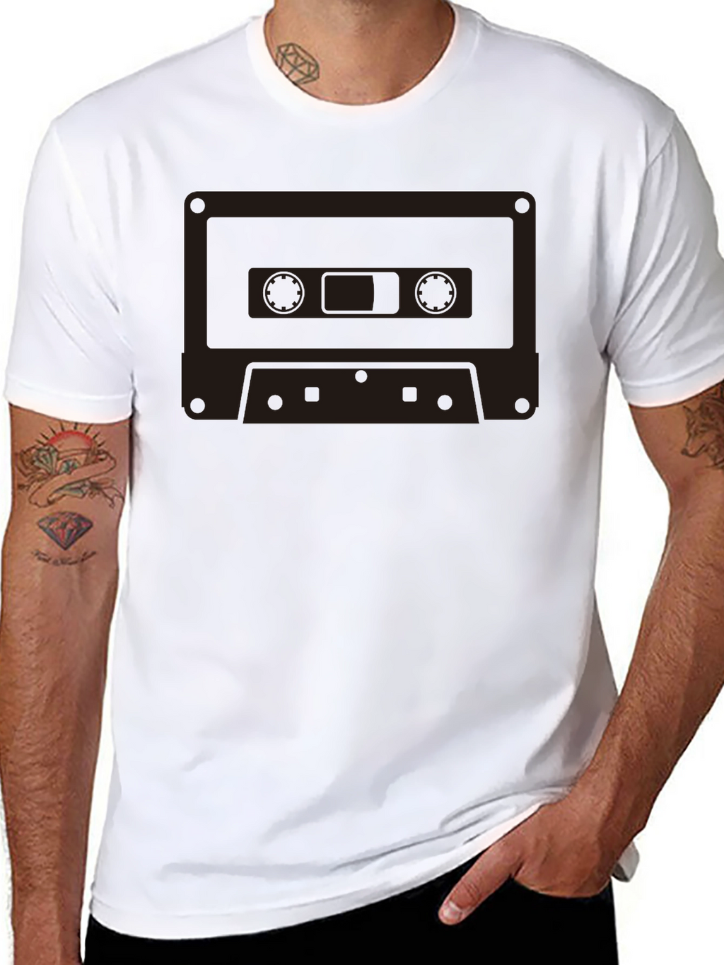 Retro Cassette Tape Graphic T-Shirt - Classic Black Tee
